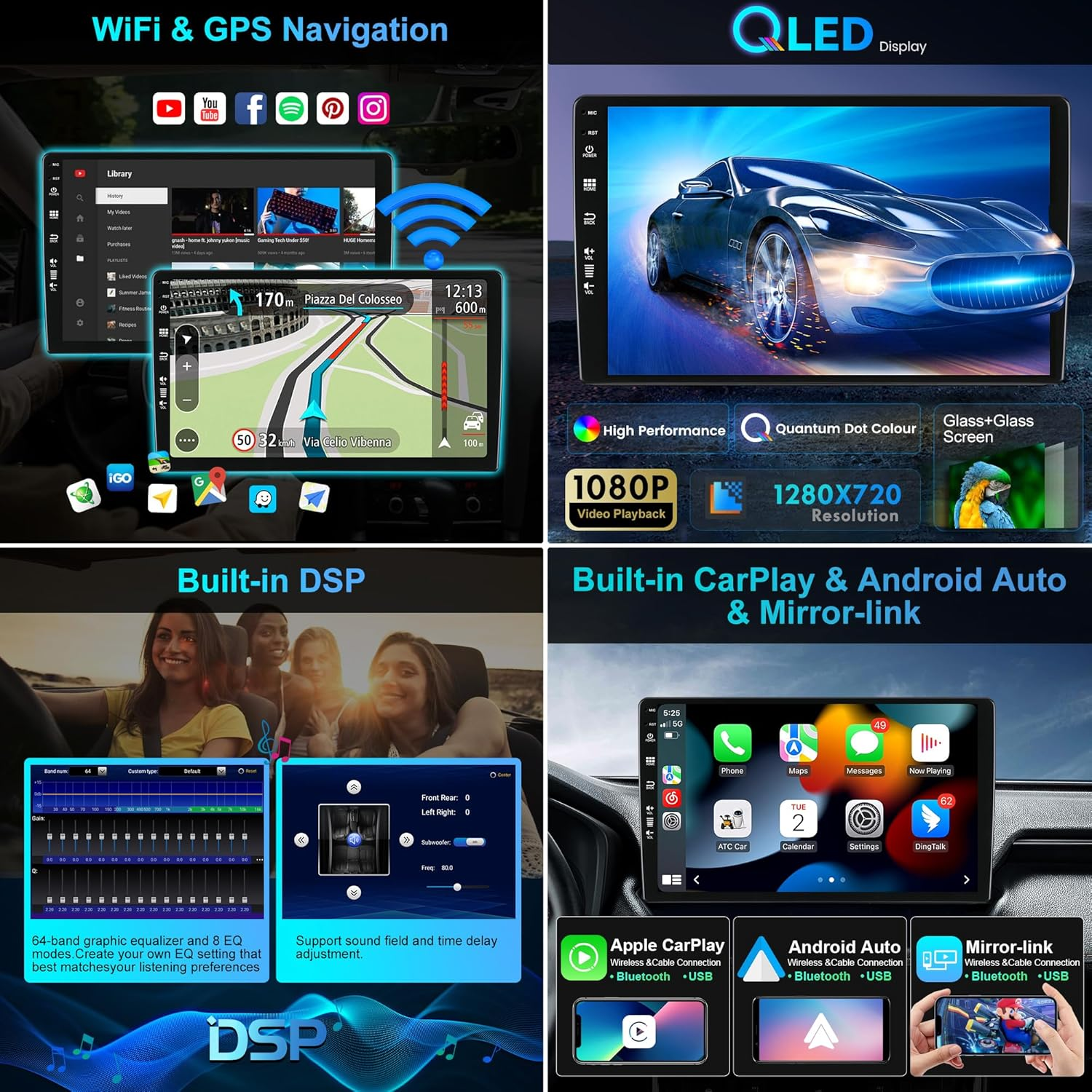 6G+128G - Android 14 IPS Car Stereo for Ford Ranger/Mazda BT50 J97M (2006-2011)/ Everest (2006-2013) - Wireless Carplay/Android Auto - Camera + MIC - 9&rsquo;&rsquo; 2 Din - DAB SWC Fast-Boot 360-CAM image number 3