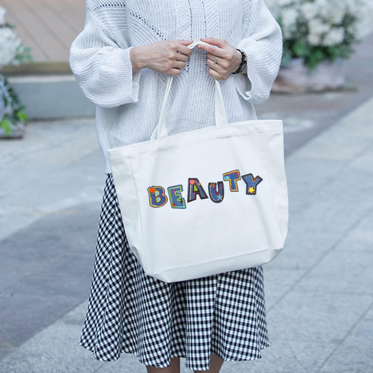 52Pcs Letter Iron on Patches, Sew on Alphabet Applique Patches, Colorful Alphabet A-Z Embroidered Patches for Clothing Hats Shoes Bags, Style A image number 3