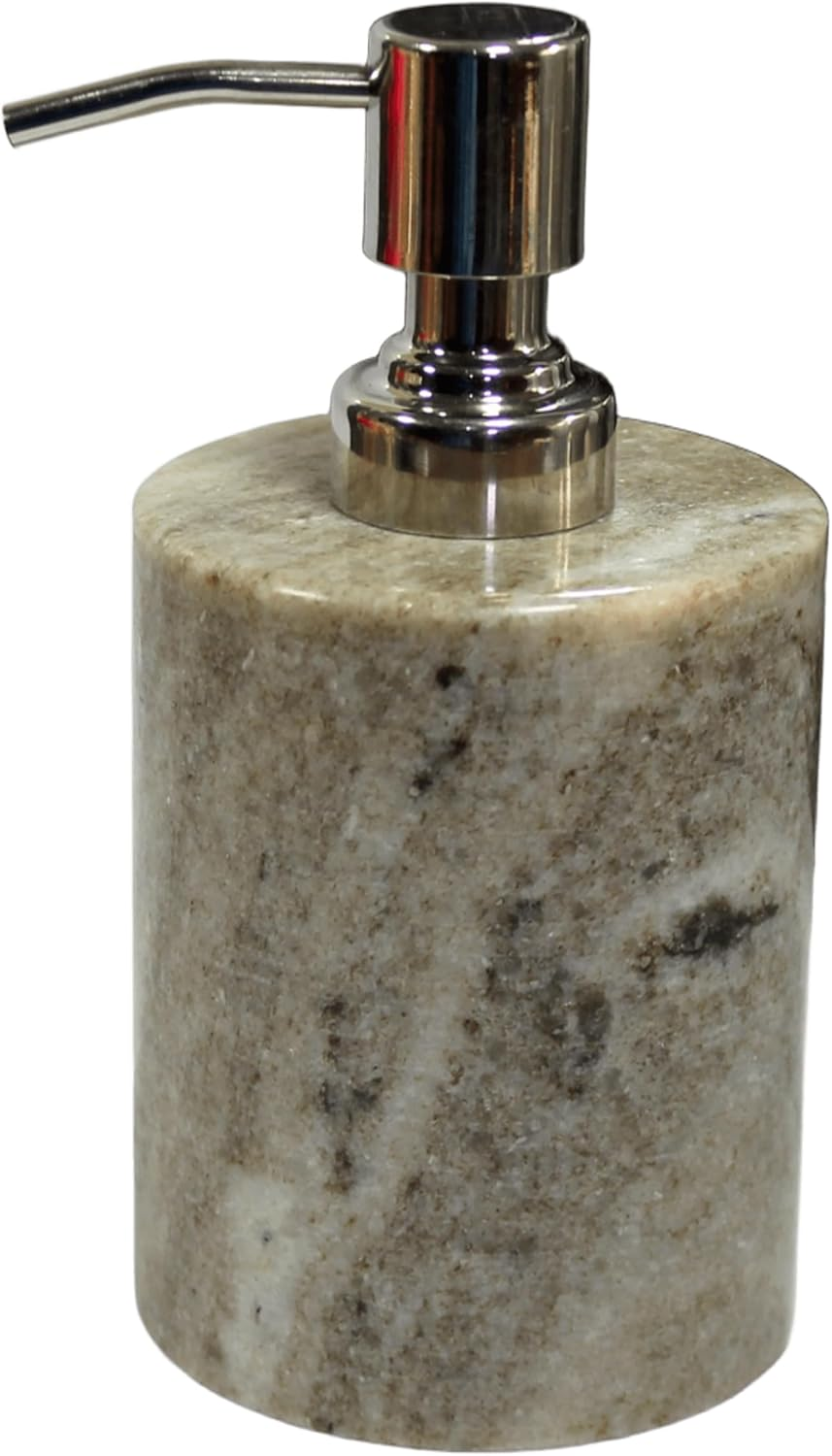KLEO Soap/Lotion Dispenser - Made of Genuine Indian Marble in Brown Color - Luxury Bathroom Accessories Bath Set image number 3