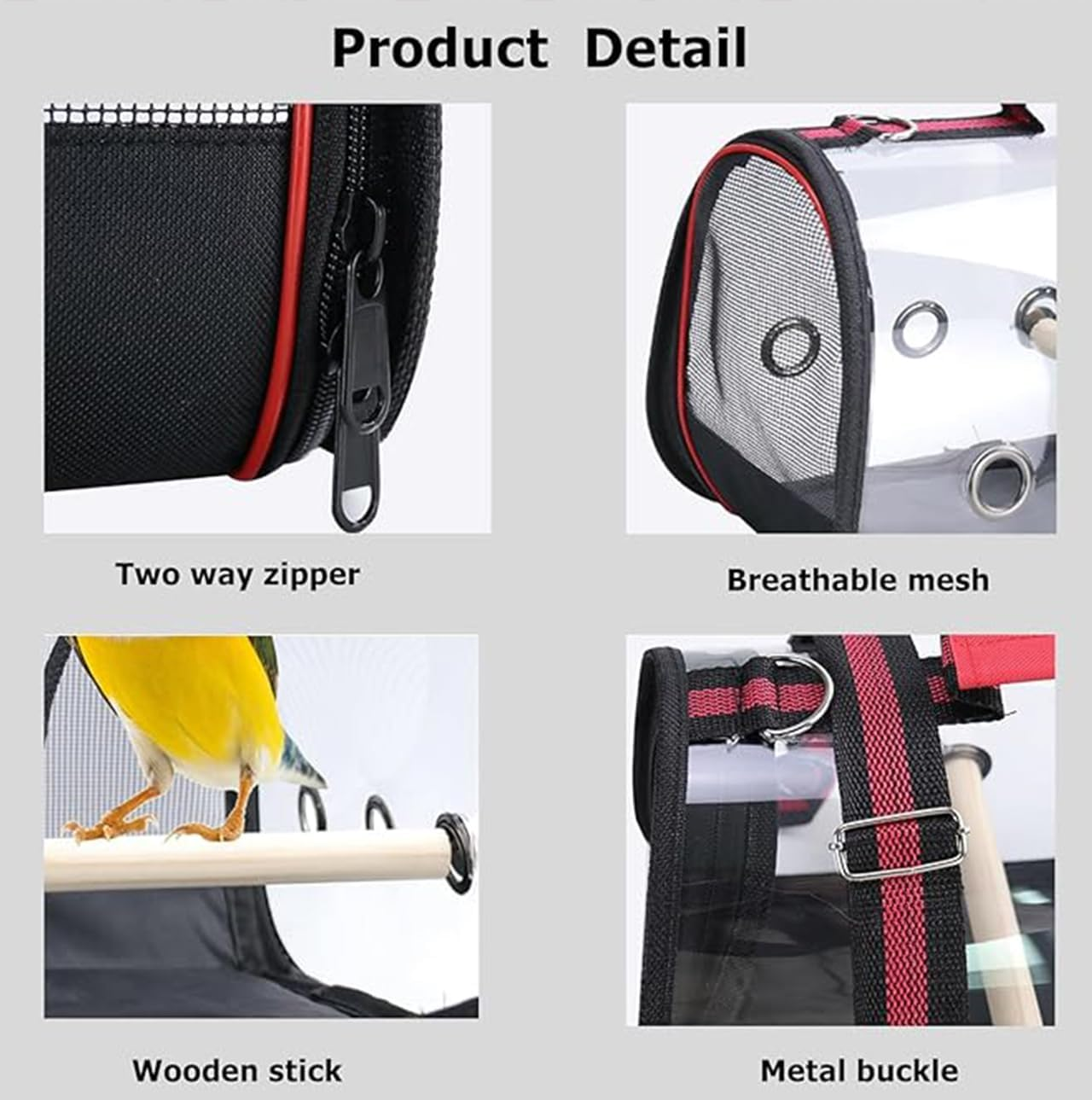 Bird Carrier Portable,Lightweight Breathable Parrot Outgoing Bags,Small Pet Transport Bag with Shoulder Strap, Bag for Carrying Birds, Rats, Guinea Pigs, Squirrels image number 3