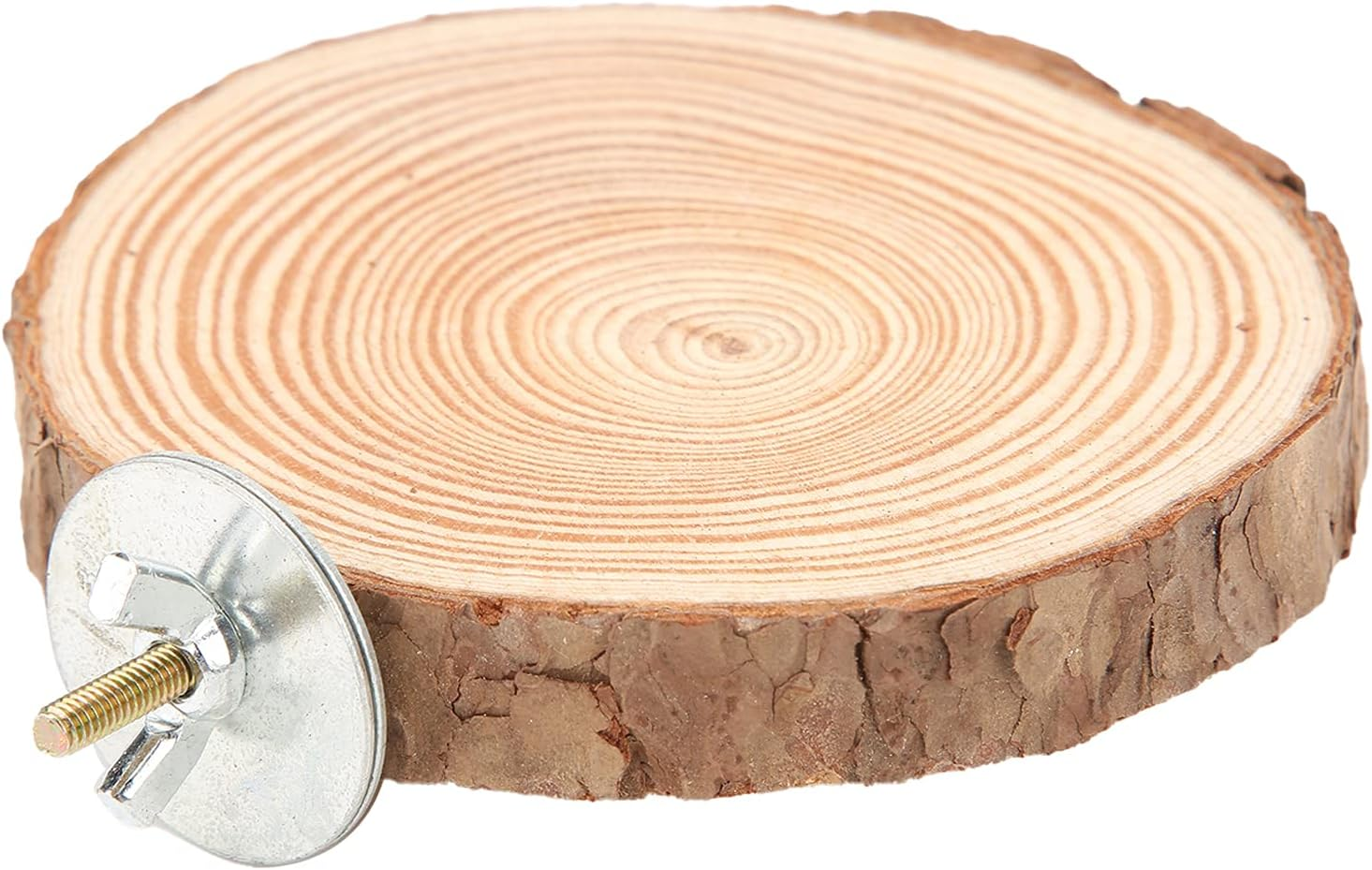 Log Wood round Platform Perch for Bird, round Wooden Stand Platform Bird Toy, Chew-Safe, Smooth, Easy to Clean, Corner Space Saving, Easy Installation, with Accessories and Odor Control (5-6)