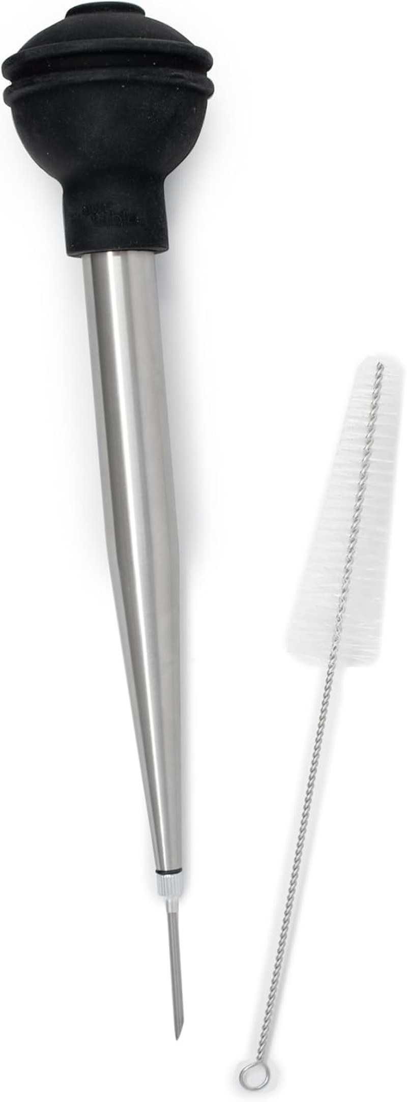 Norpro Deluxe Stainless Steel Baster with Injector and Cleaning Brush