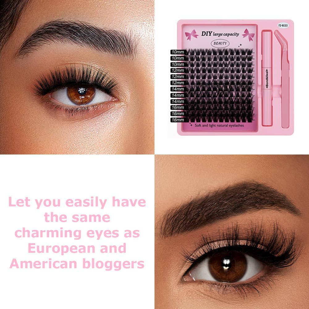 144-Piece DIY False Eyelash Kit, Professional Cluster Lashes Set, Multi-Length Eyelash Extensions &ndash; Mixed Lengths (10Mm/12Mm/14Mm/16Mm) for Natural Volume image number 5