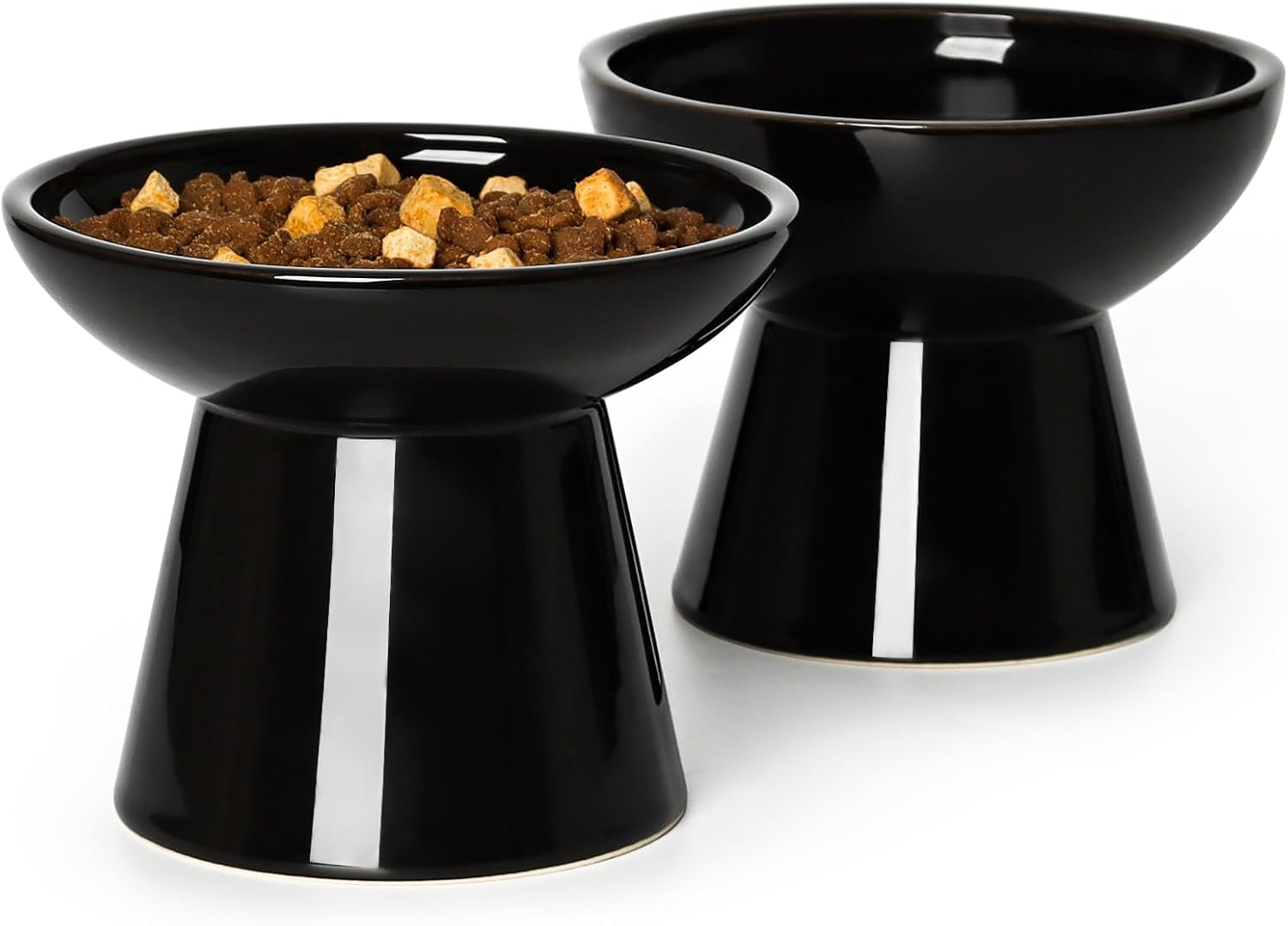 Yauyik Small Raised Cat Bowls, Ceramic Tilted Elevated Food or Water Bowls, Stress Free, Backflow Prevention, Dishwasher & Microwave Safe, Lead & Cadmium Free, Pink