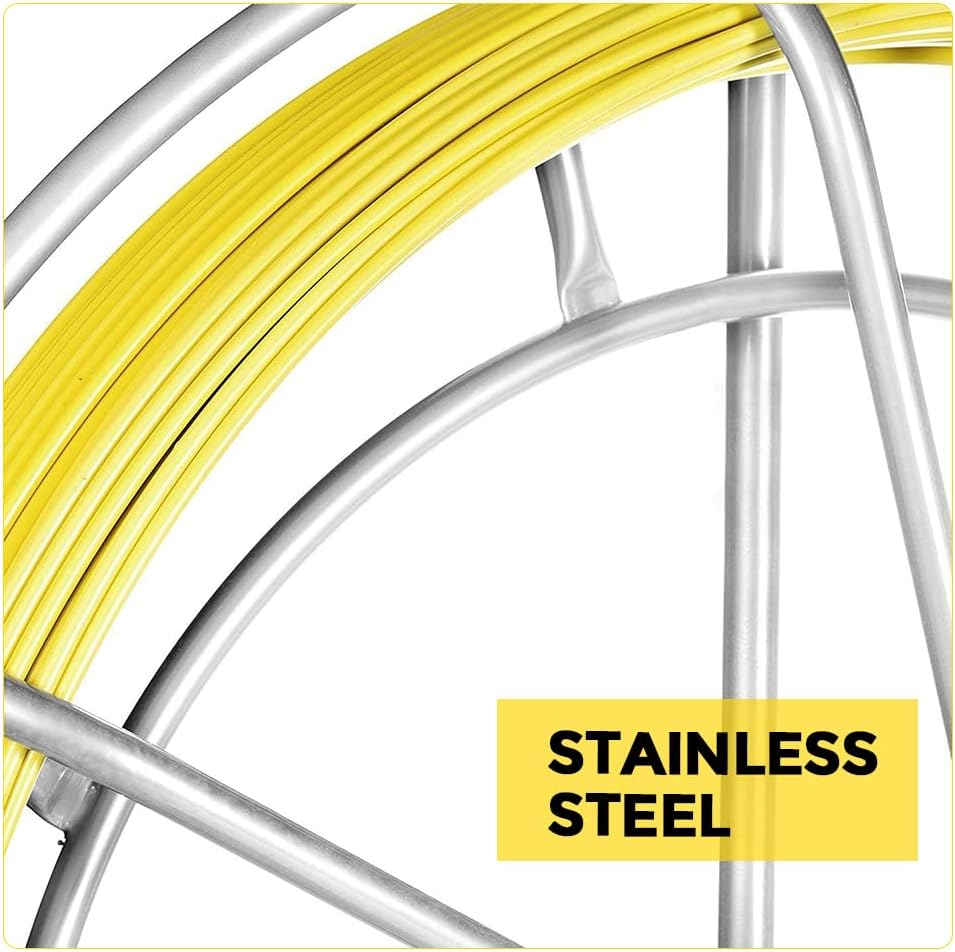 ALSTON Fiberglass Cable Puller, 4.5Mm 100M Fish Tape Fiberglass Wire Cable Running Rod Duct, Fish Tape Puller Conduit Puller Wire Cable Rodder Snake Copper Guiding Wire Reel Stand