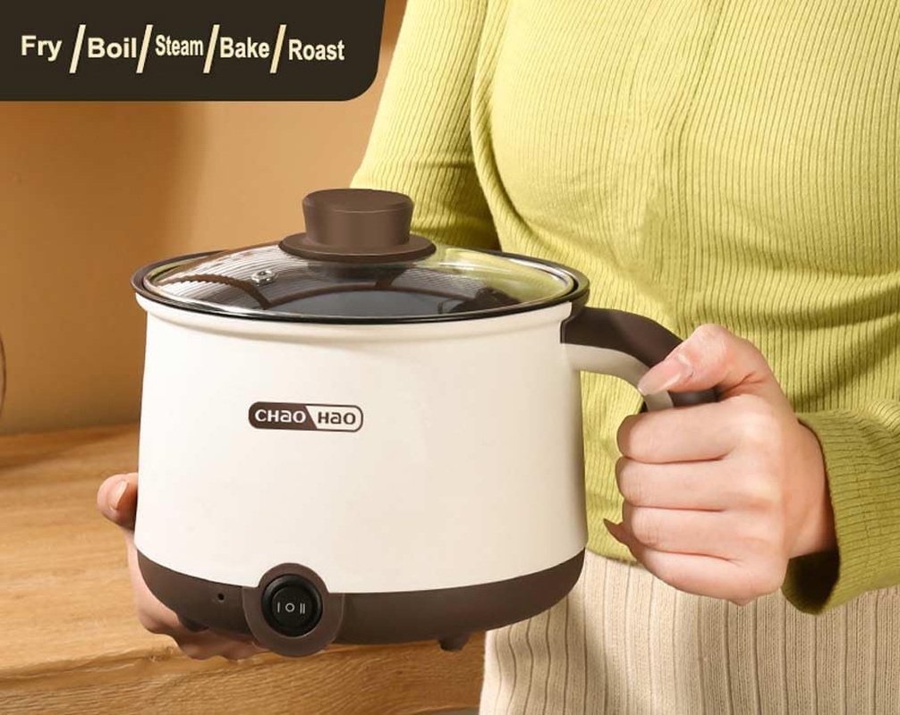 Electric Hot Pot:1.8L Ramen Cooker,Dual Power Mini Portable Multi-Functional Lazy Pot for Pasta,Noodles,Egg,Soup, Non-Stick Noodle Cooker with Boil Dry Protection for Dorm,Office image number 2