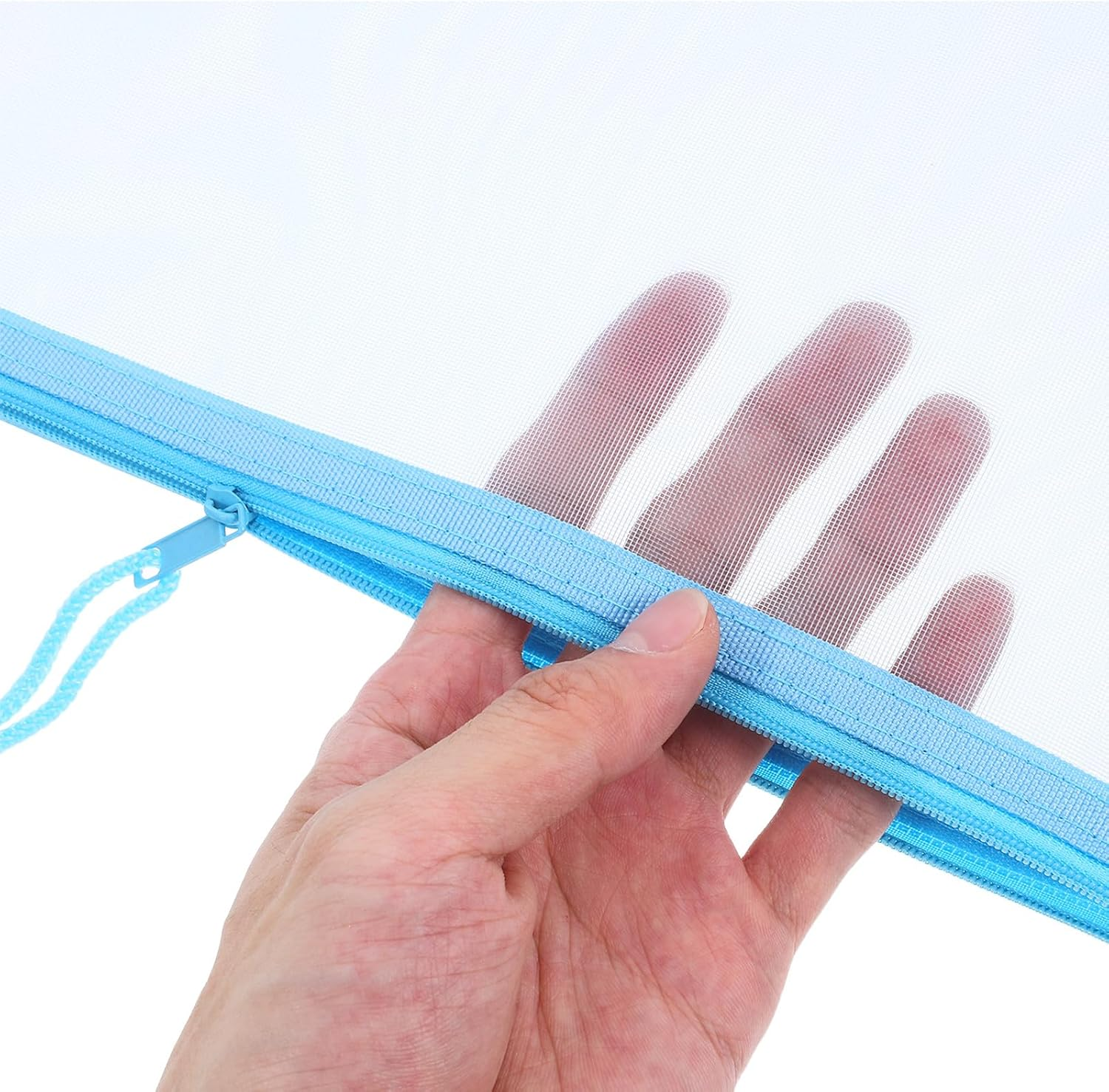 SOIMISS 5Pcs Nylon Zipper Pouches Clear Document File Organizer Large Capacity Stationery Bag for School Office Home Travel Wear-Resistant Visible Storage Bags image number 3