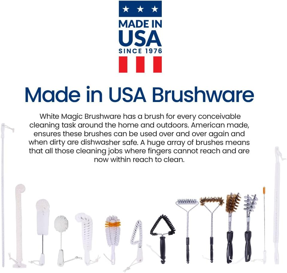 White Magic Short V-Shaped BBQ Brush - 20Cm, Made in USA, Brass Spiral Bristles, Safe for Coated Grills, Ergonomic Grip, Deep Cleaning Power, Durable & Dishwasher Safe image number 5