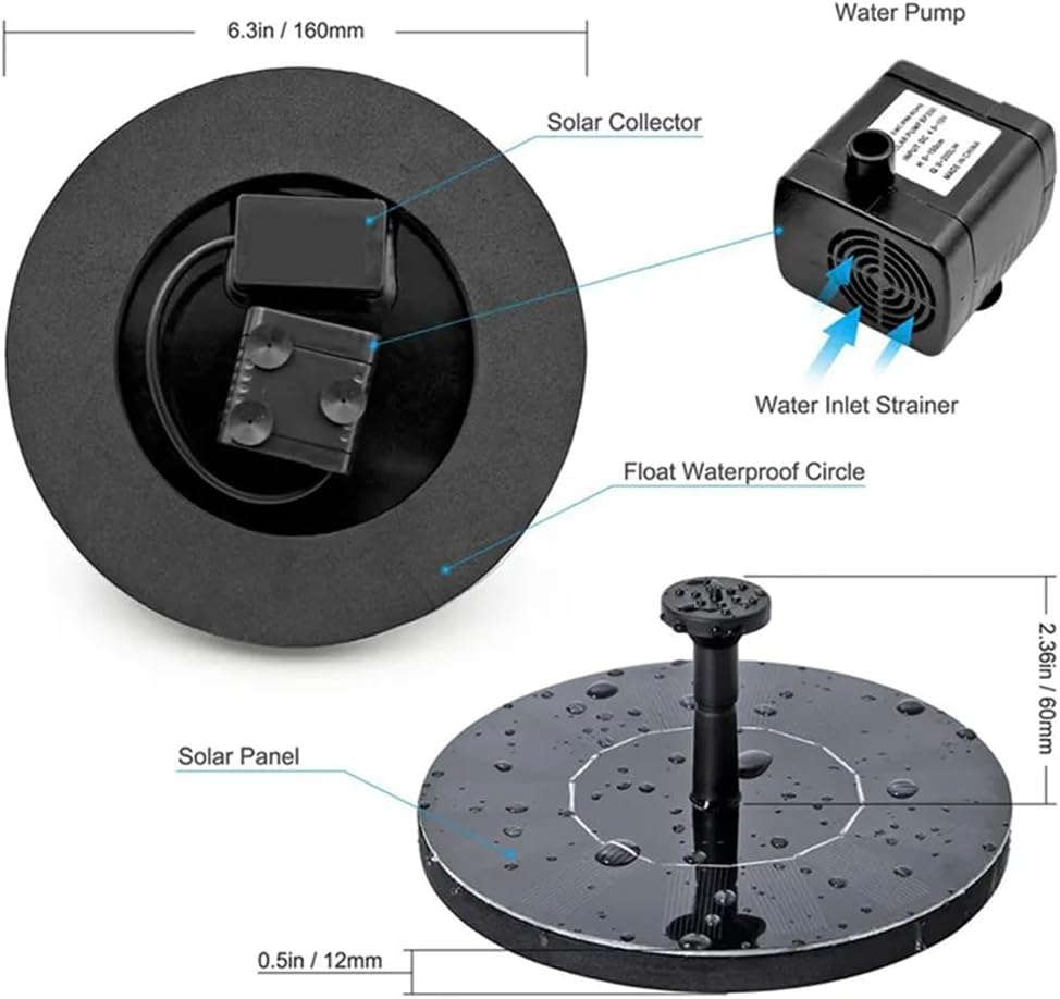Solar Fountain, Solar-Powered 1.5W Pump with 8 Nozzles for Outdoor Ponds, Pools, Gardens, and Fish Tanks image number 5