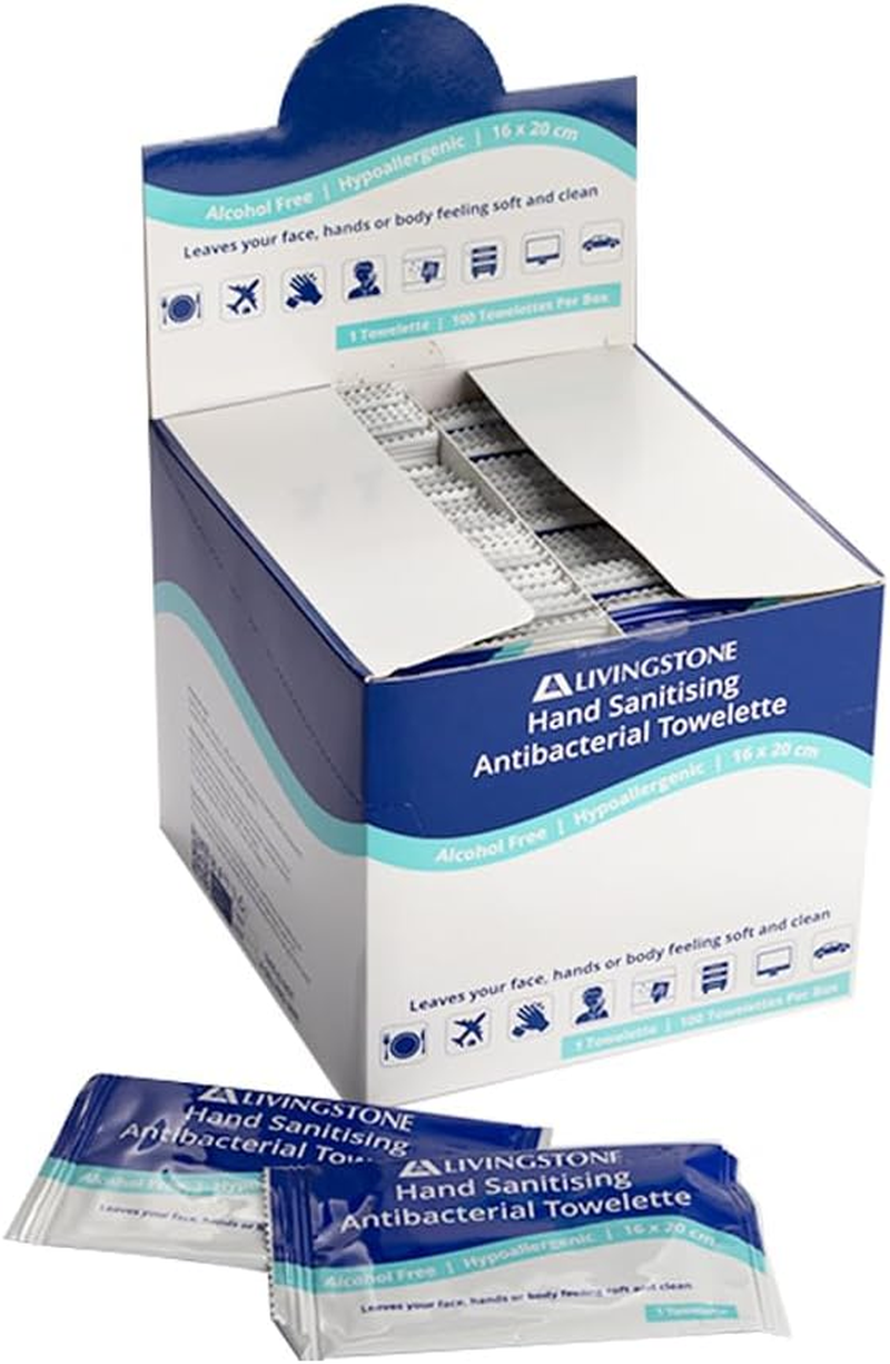 Livingstone Hand Sanitising Alcohol-Free Antibacterial Towelette Wipe 16 X 20Cm Box of 100 image number 3