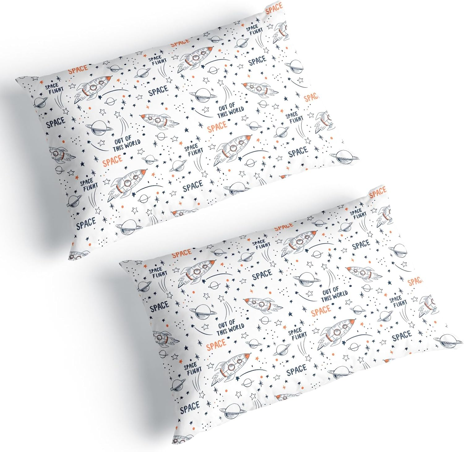 Space Bed Linen 220 X 240 Cm, Universe Planet Rocket Bedding Set Boys Girls Children White Blue Rocket Stars Planets Pattern with Pillowcase 50 X 75 Cm (B, 220 X 240 Cm) image number 4