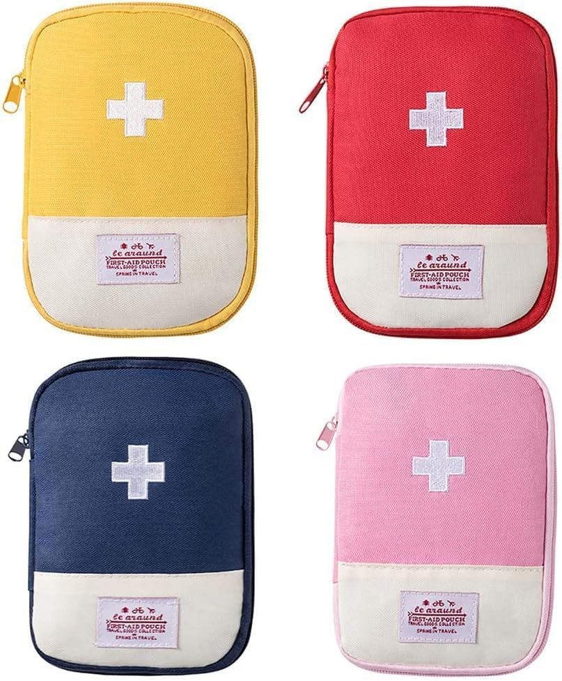 Jjlfresheners 4Pcs Empty Travel Mini First Aid Pouch, Portable Outdoor First Aid Medical Rescue Bag Multi-Function Emergency Medicine Storage Organizer Bag Health and Household Supplies (Small) image number 4