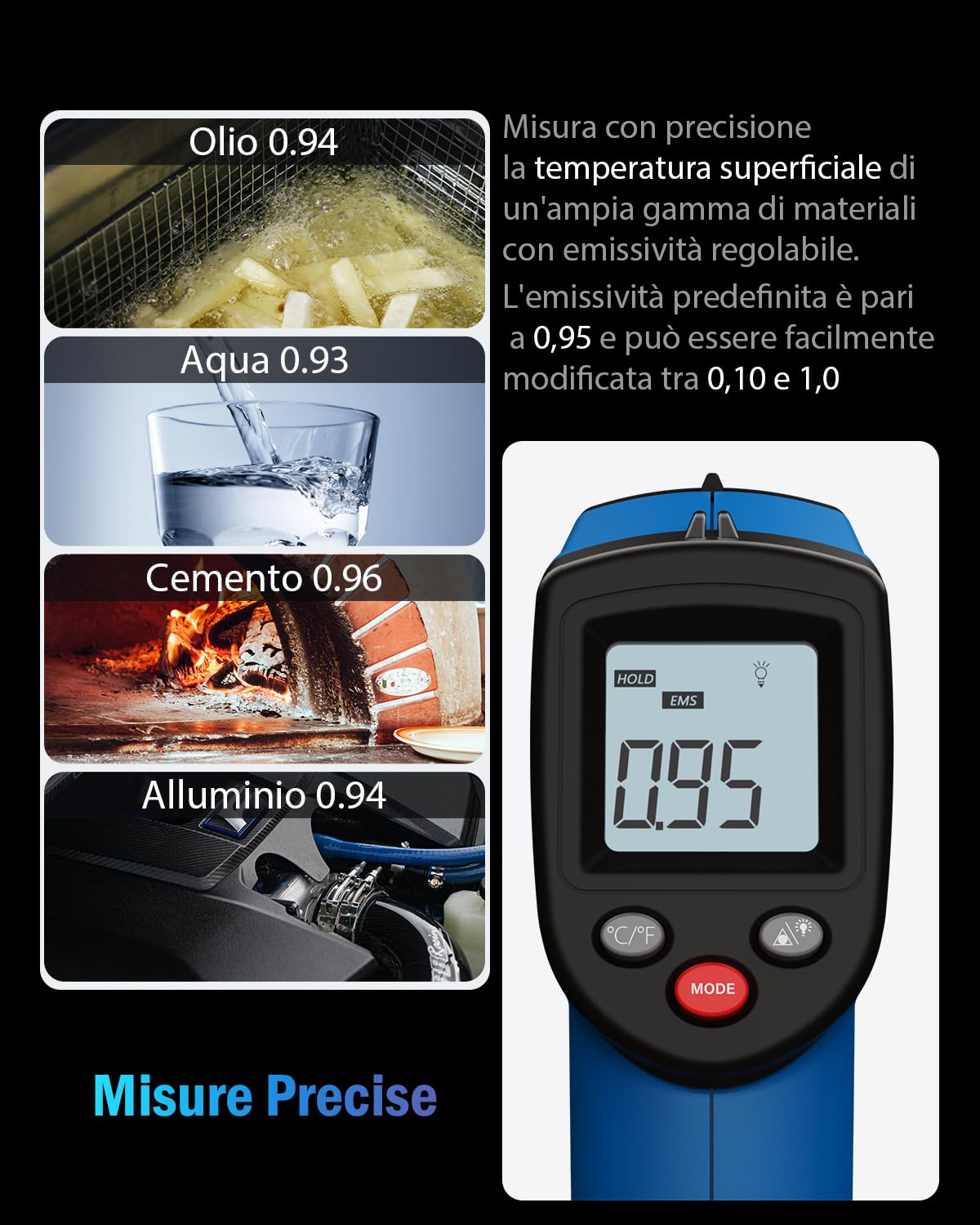 Digital Infrared Thermometer -58 to 986℉ Non-Contact Digital Laser Surface Temperature Gun for Kitchen Pizza Oven Cooking Food BBQ Frying Meat image number 5