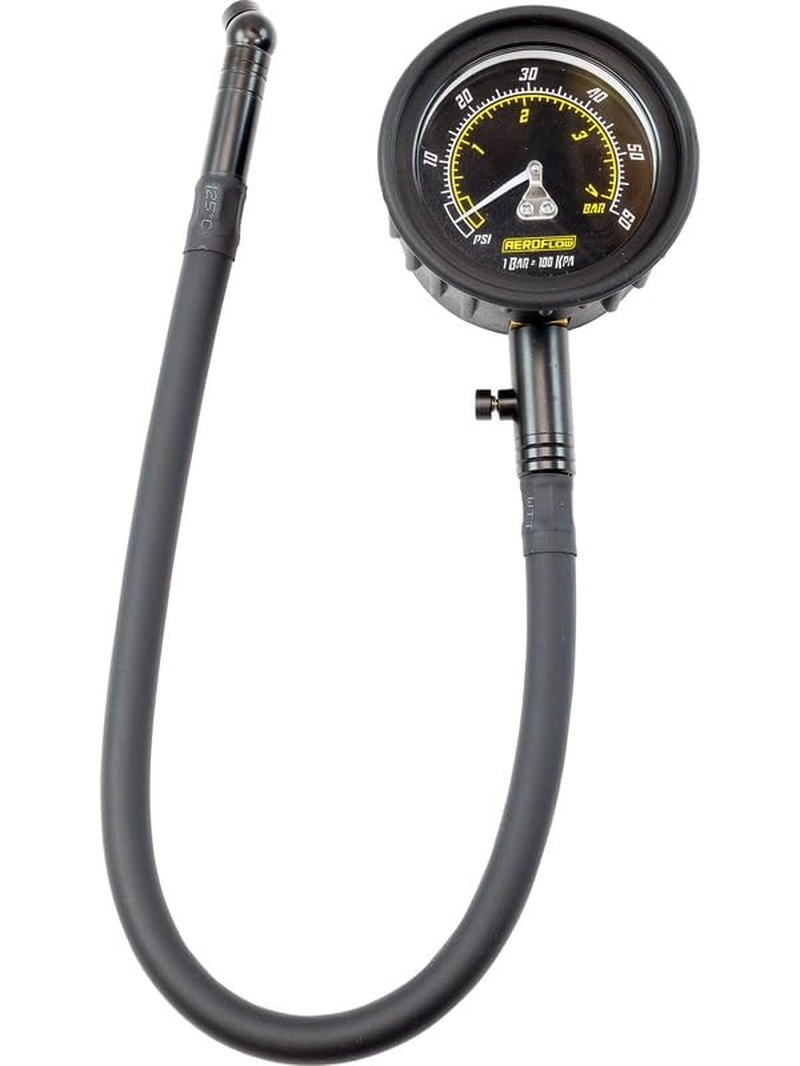 Aeroflow Tyre Pressure Gauge 0-60 Psi Analogue Black Face Dial