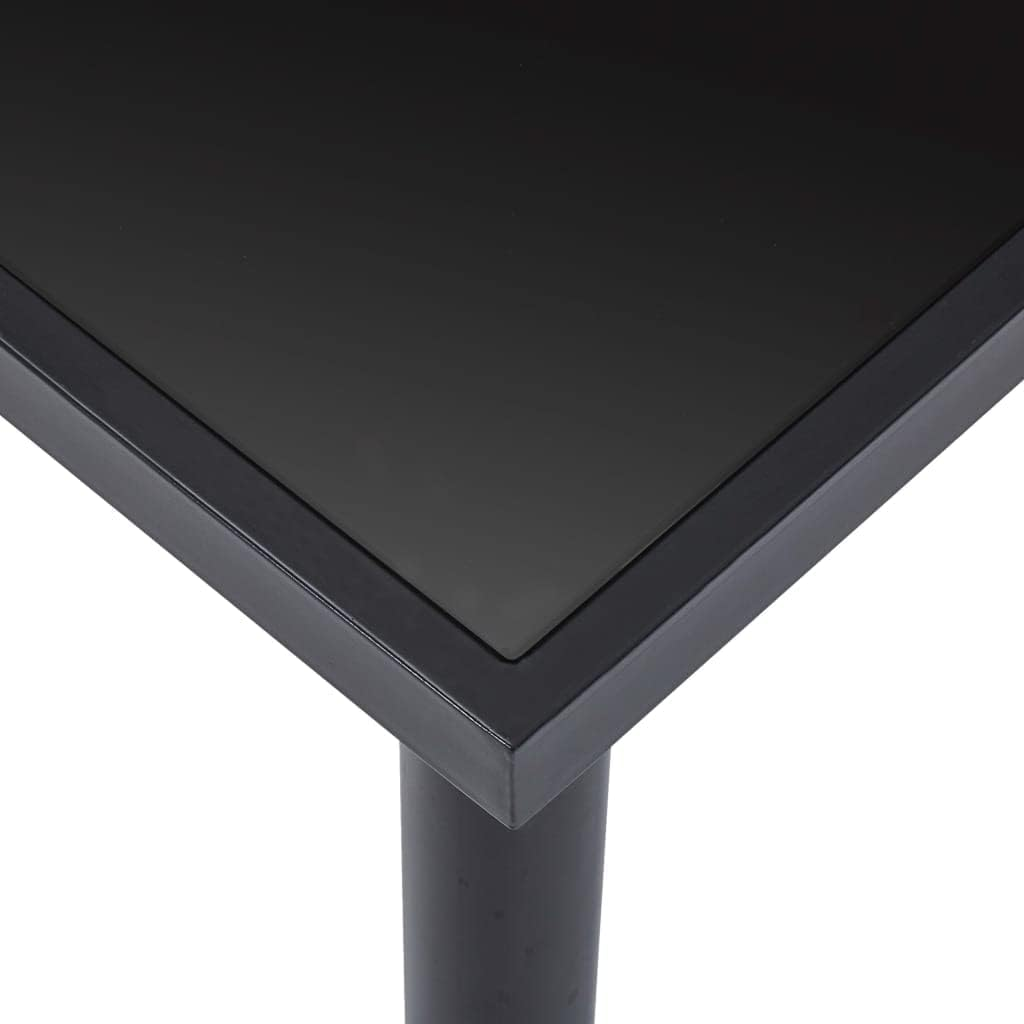 'Vidaxl Contemporary Dining Table with Black Tempered Glass Top and Powder-Coated Metal Frame - Easy Clean, Durable - Ideal for Kitchen, Dining Room, Outdoor Dining
