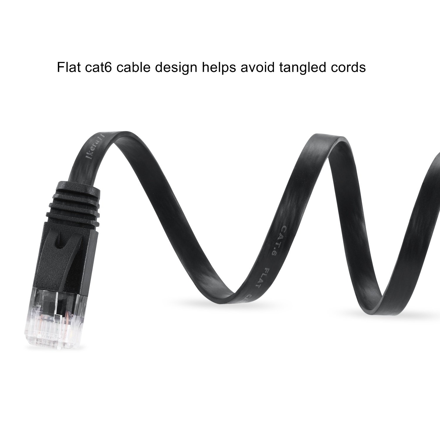 Cat6 Ethernet Cable 1M 2M 3Meter 5M 7M 10M 15M 20M 30M 45M 50M Flat Network Internet Cord with Clip (1Meter/ Black) image number 1