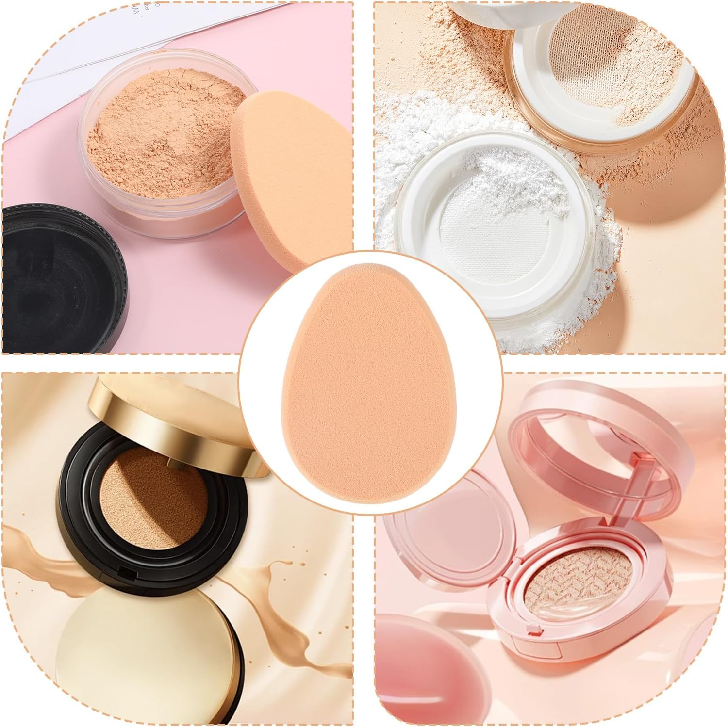 5 PCS Flat Makeup Sponges for Foundation, Smooth Foundation Sponge, Beige Cushion Foundation Puff, Beauty Blender Make up Sponges for Professional Makeup image number 2