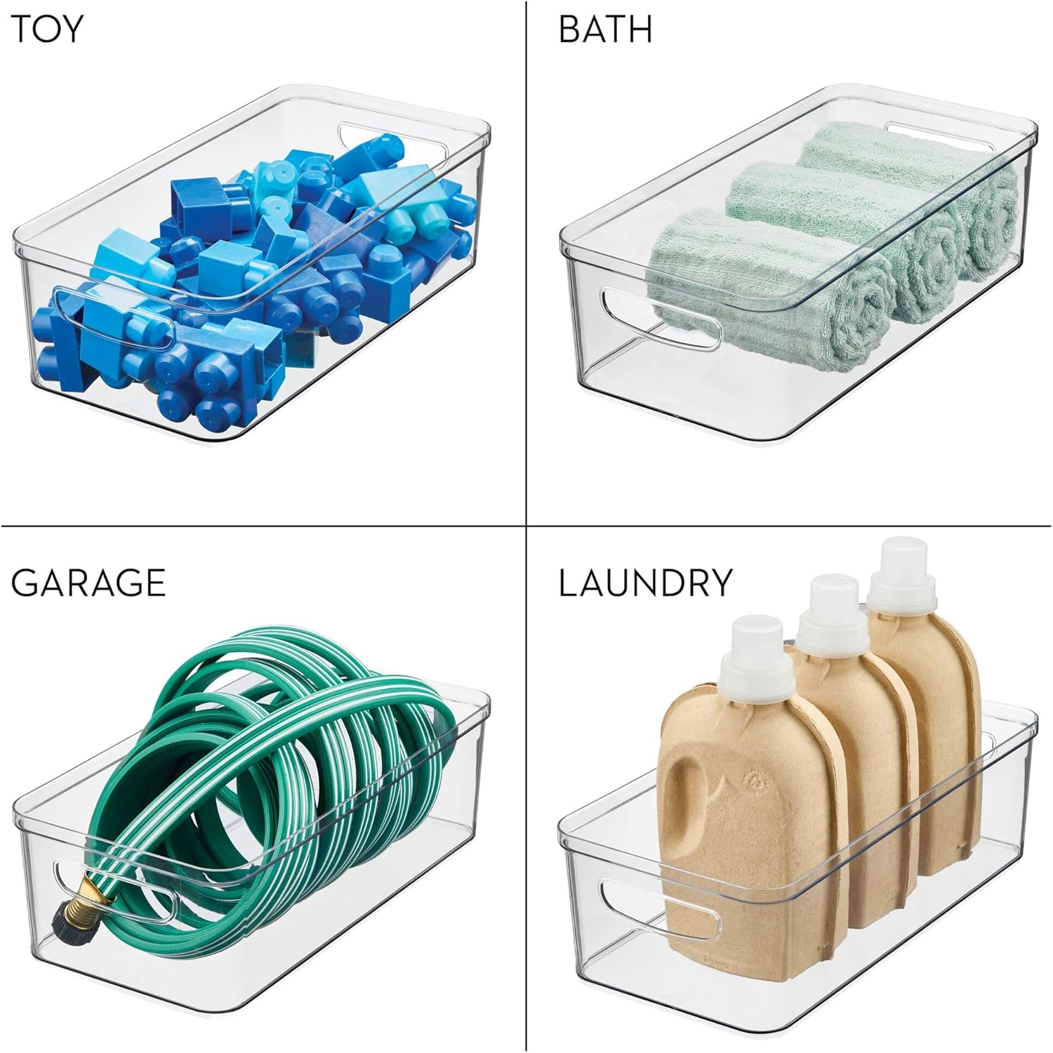 Idesign 71780 Crisp Fridge and Pantry Storage Handles, Container for Food, Drinks, Produce Organization, Bpa-Free, 16" X 8" X 5", Large Bin image number 1