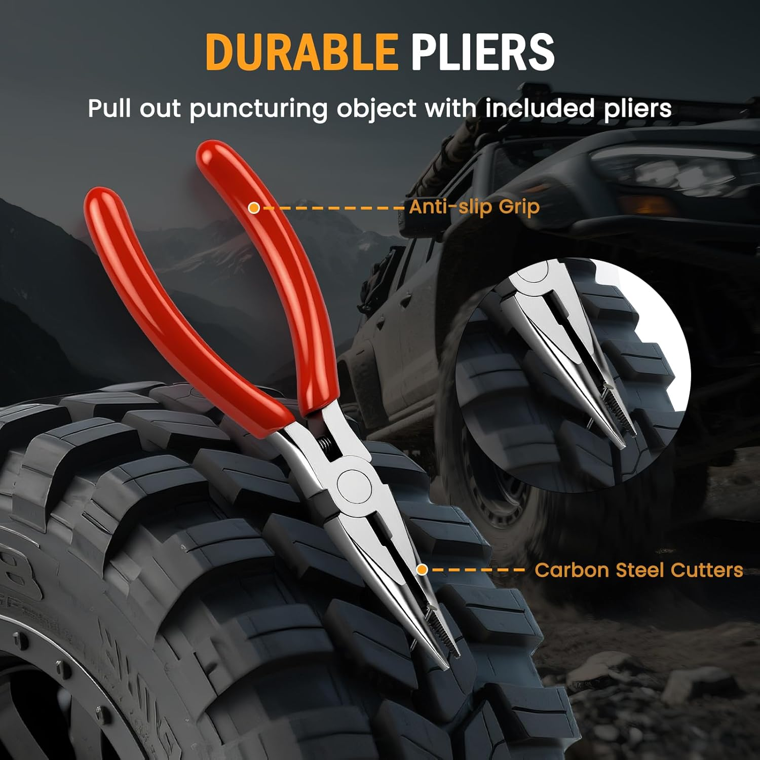 ORCISH 70PCS Tire Repair Kit, Professional Heavy Duty Tire Plug Kit, Tire Patch Kit for Fix a Flat, Tubeless Tire Puncture Change Tool Kit for Car, Motorcycle, Truck, ATV, Tractor, RV, SUV, Trailer image number 1