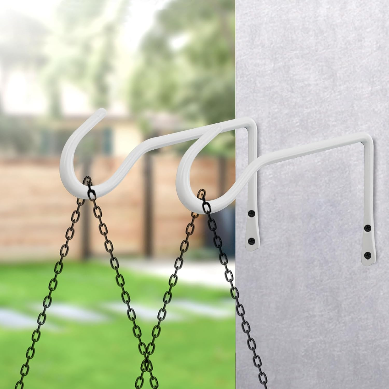 Mrmrkura 2 Pack 6 Inch Hanging Plant Bracket, Metal Plant Hangers, Wall Mount Planter Hooks for Bird Feeder Hanger/Lanterns/Wind Chimes (White) image number 6