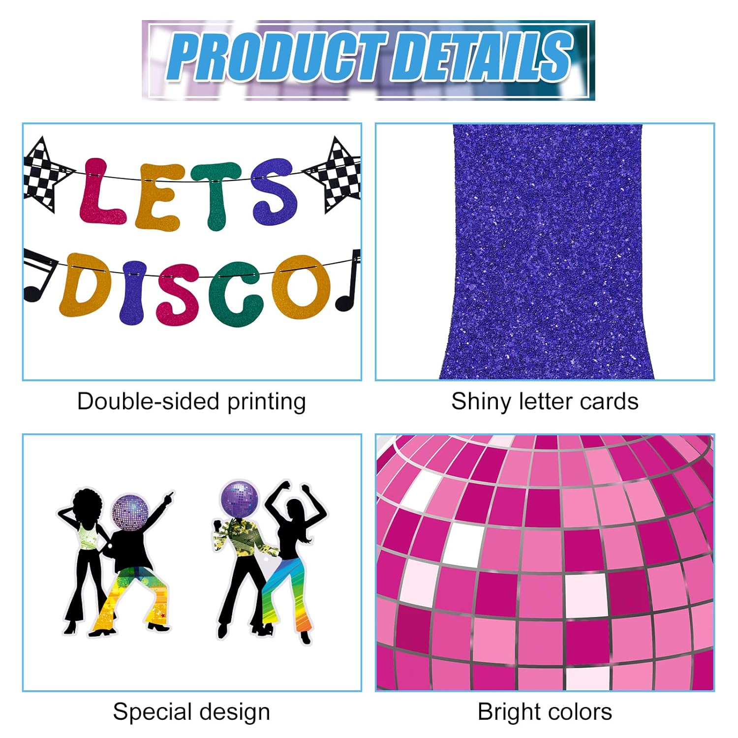 Lets Disco Party Decorations, Banner and Hanging Swirls Disco Themed Party Decorations 60S 70S 80S 90S Party Decor for Disco Themed Birthday Baby Shower Party Supplies