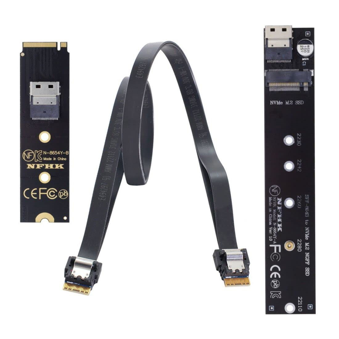 Chenyang CY M.2 NVME NGFF M-Key SSD Male to Female Extension Cable 40Cm with SFF-8654 Connector Adapter for Mainboard SSD 2280/22110