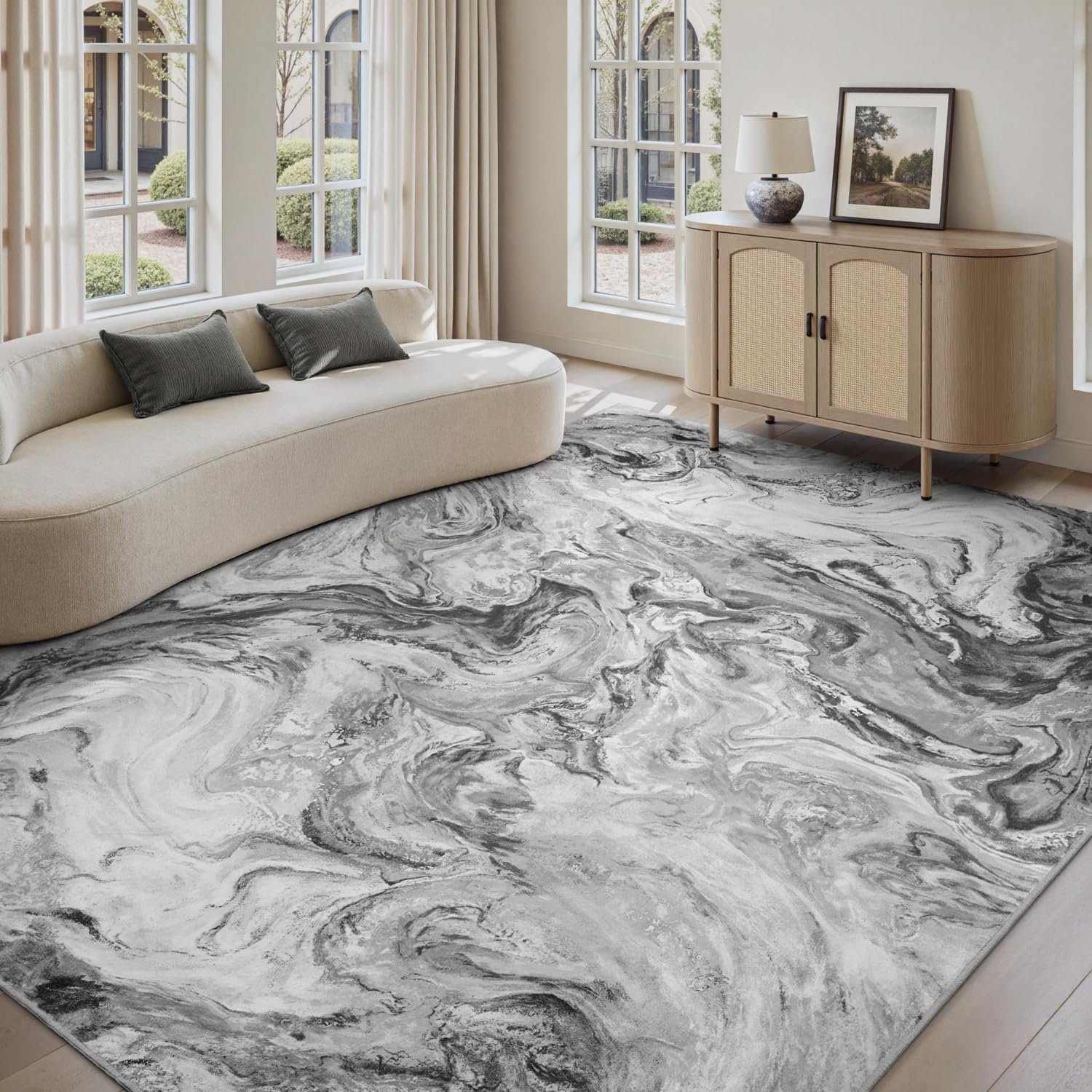 8X10 Area Rugs for Living Room, Modern Abstract Rug for Bedroom, Contemporary Machine Washable Rug image number 6