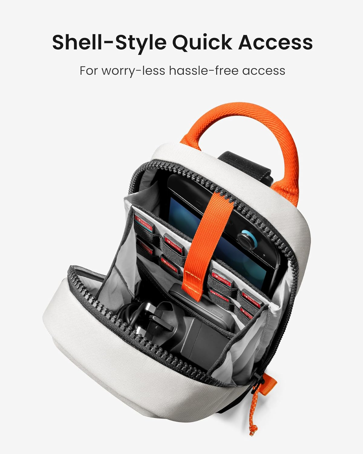 Tomtoc Sling Crossbody Bag for Nintendo Switch 2, Protective Portable Travel Chest Carrying Gaming Pouch with 8 Game Cartridges Slots, Fit Charger and Accessories image number 2