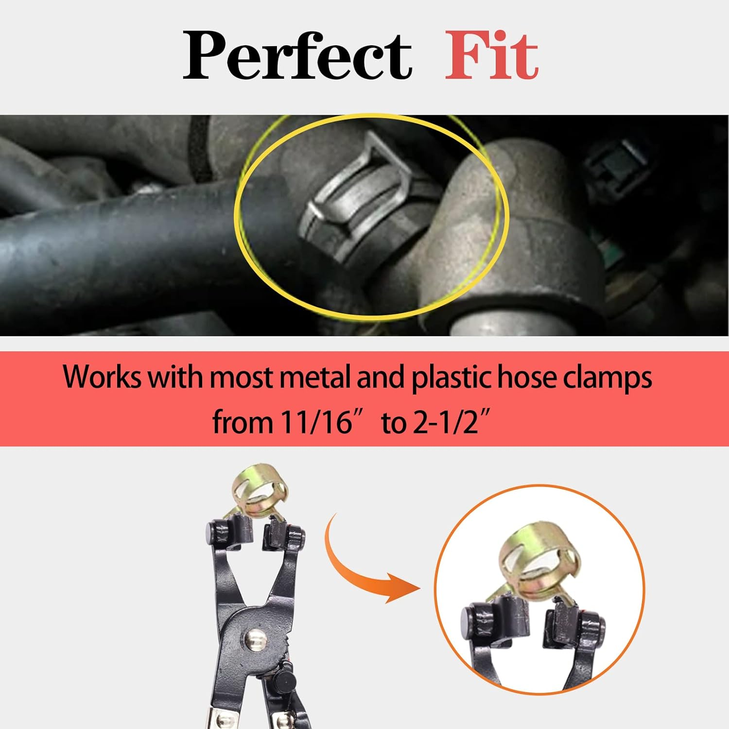 Swpeet 9Pcs Red Long Reach Flexible Wire Spring Hose Clamp Pliers Remover Assortment Kit, Clic R Type Angled Swivel Jaw and Flat Band Pliers for Automotive Radiator Heater and Water Hose image number 1