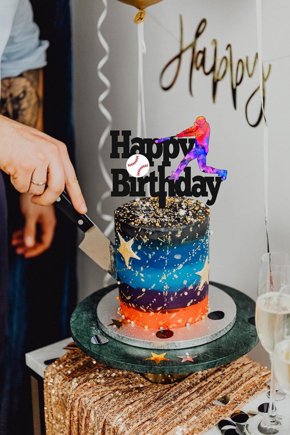 Baseball Cake Topper Baseball Theme Birthday Acrylic Decorations Baseball Softball Player Cake Topper Sport Themed Birthday Party Cake Supplies image number 2