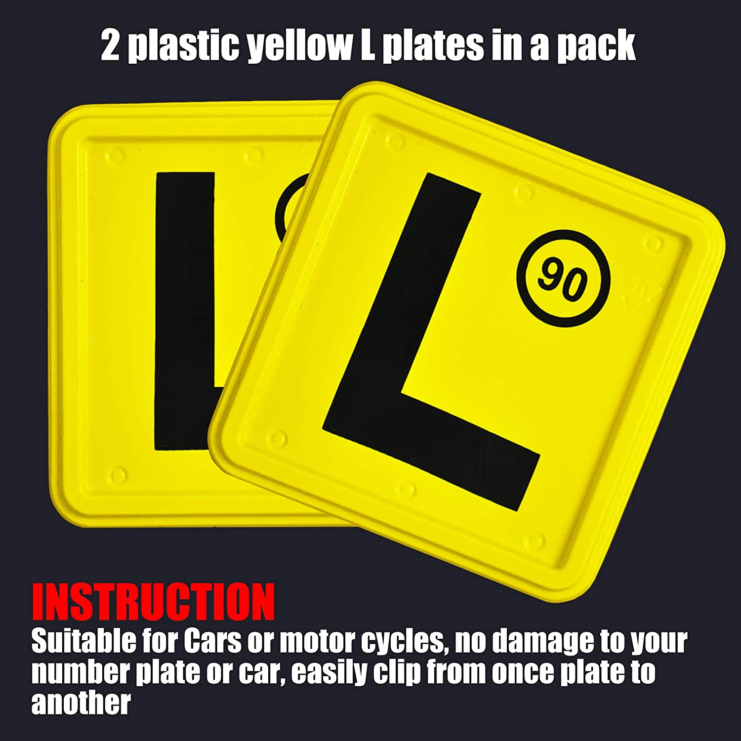 2PCS Plastic L Plate with Speed Limit Display for NSW Holder Set