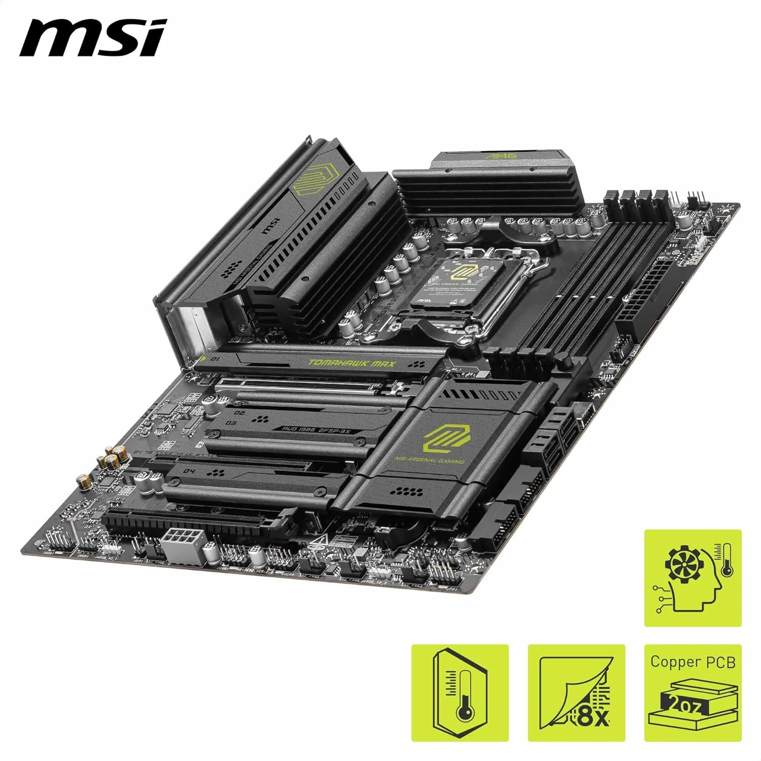 MSI MAG B850 Tomahawk MAX Wifi Motherboard, ATX - Supports AMD Ryzen 9000/8000 / 7000 Processors, AM5-80A SPS VRM, DDR5 Memory Boost 8400+ Mt/S (OC), Pcie 5.0 X16, M.2 Gen5, Wi-Fi 7, 5G LAN image number 1