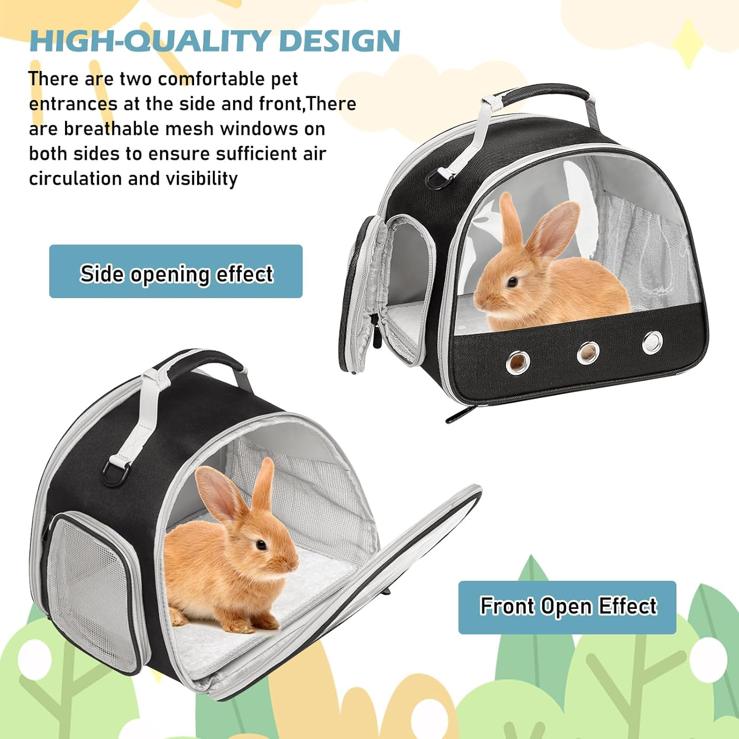 Small Pet Carrier, Small Animal Carrier Bag, Transport Box for Cat with Side Opening, Guinea Pig Carry Bag, Foldable Transport Box, Dog Transport Box for Birds, Kittens, Puppies image number 2