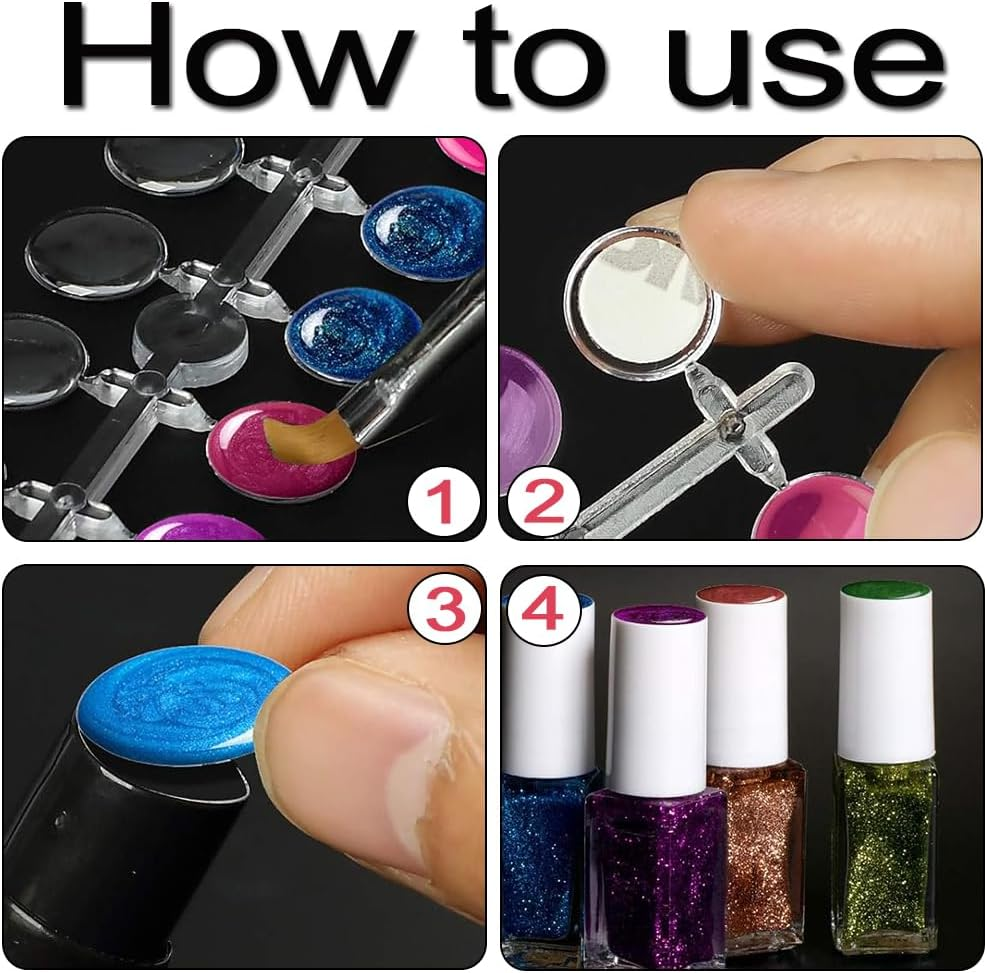 Lymizhuo 120Pcs Clear round False Nail Display Tips with Adhesive &ndash; Nail Swatch Sticks for Polish Color Chart, DIY Training & Practice Nails image number 4