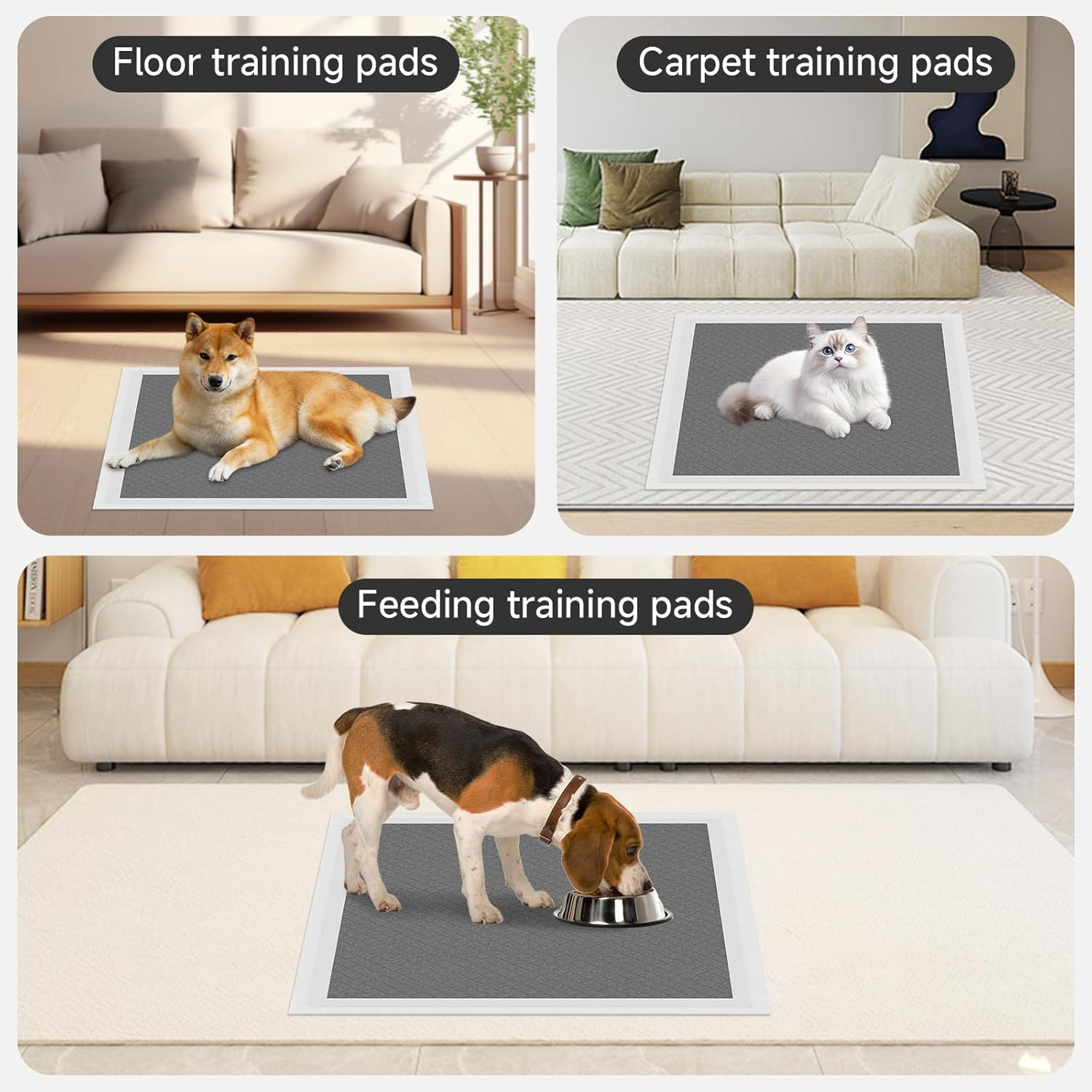 Charcoal Puppy Pads 28X34 Inches Extra Large Dog Pee Pads Odor-Control & Leak-Proof Disposable Pet Training Black New Edge-Wrapping Thicken Potty Pad for Dogs, Cats, Rabbits image number 1