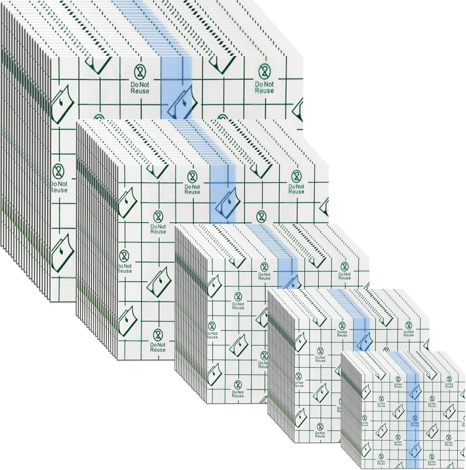 100Pcs Transparent Stretch Adhesive Bandage, Betterjonny 5 Sizes Waterproof Clear Adhesive Bandages Disposable Tattoo Bandage Stretch Bandage Tape for Swimming and Shower image number 4