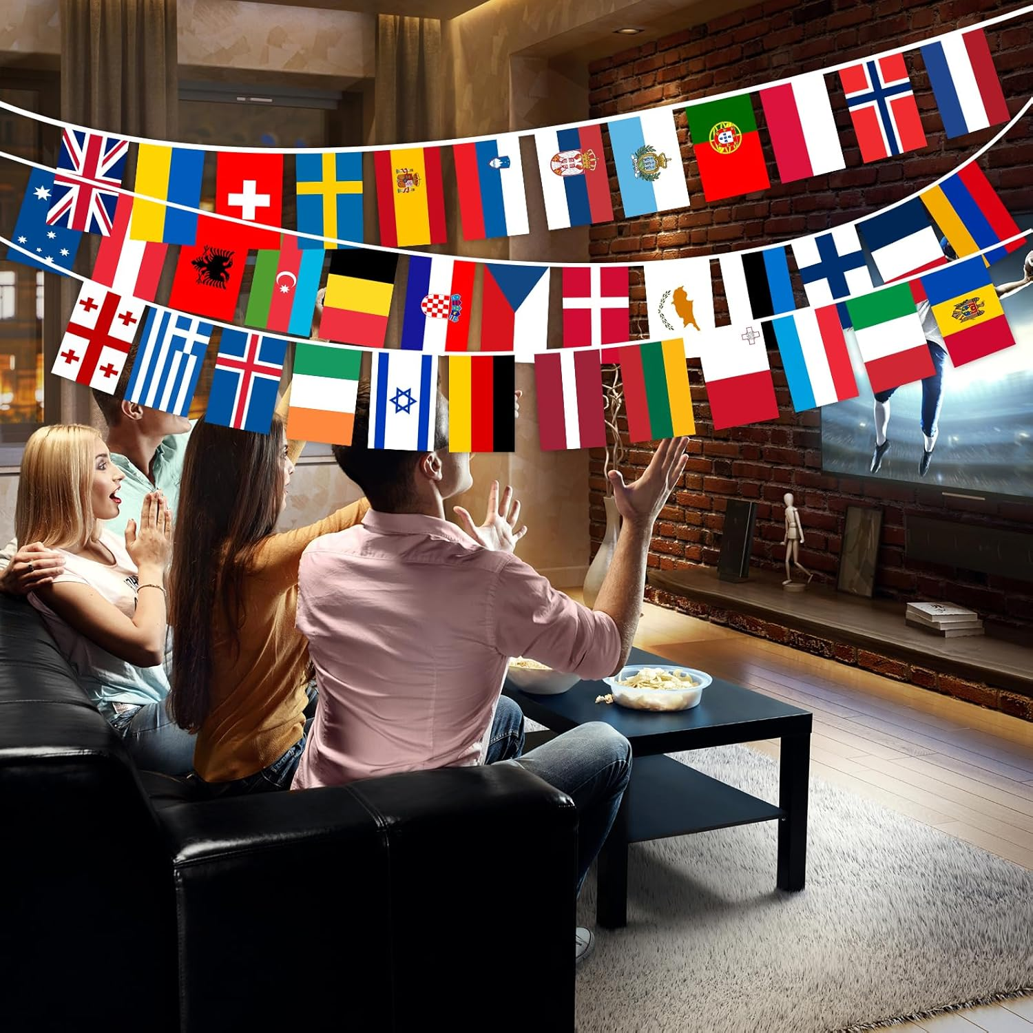 Eurovision Party Decorations Bunting Banner - 10M Eurovision 2025 37 European Flags Bunting 2025 Eurovision Song Contest Decorations for Indoor Outdoor Garden Bar Restaurant,Eurovision Party Supplies image number 3