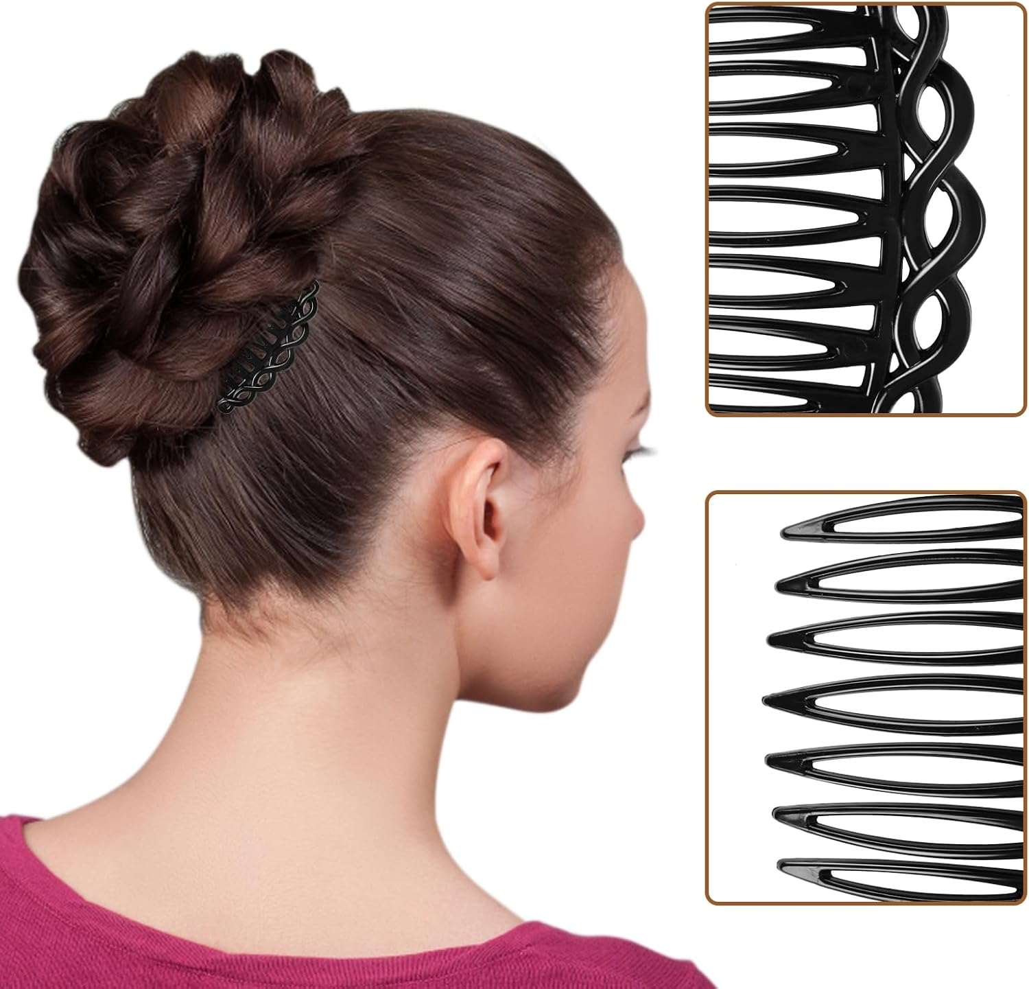 COMNICO 12 Pcs French Hair Side Combs, Women Hair Comb Accessories Set Plastic Twist Decorative Comb Hair Clips 4 Colors Bridal Wedding Veil Teeth Hair Combs for Multiple Hairstyles Girls Women image number 6