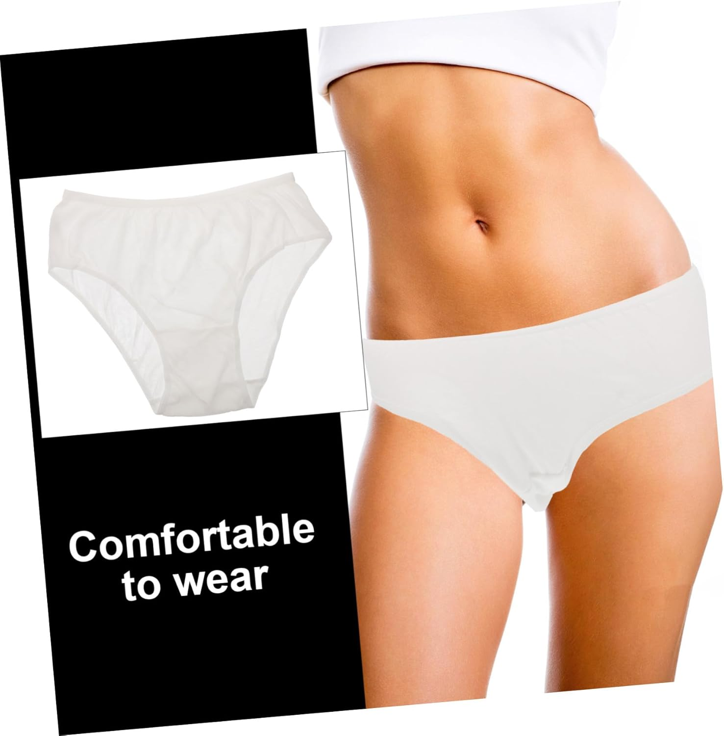 SOLUSTRE 4Pcs Disposable Maternity Panties XXL White Postpartum Confinement Underwear for Women Soft Elastic High Waist Flexible Pregnant Women Briefs Travel Essential Supple Underpants image number 3