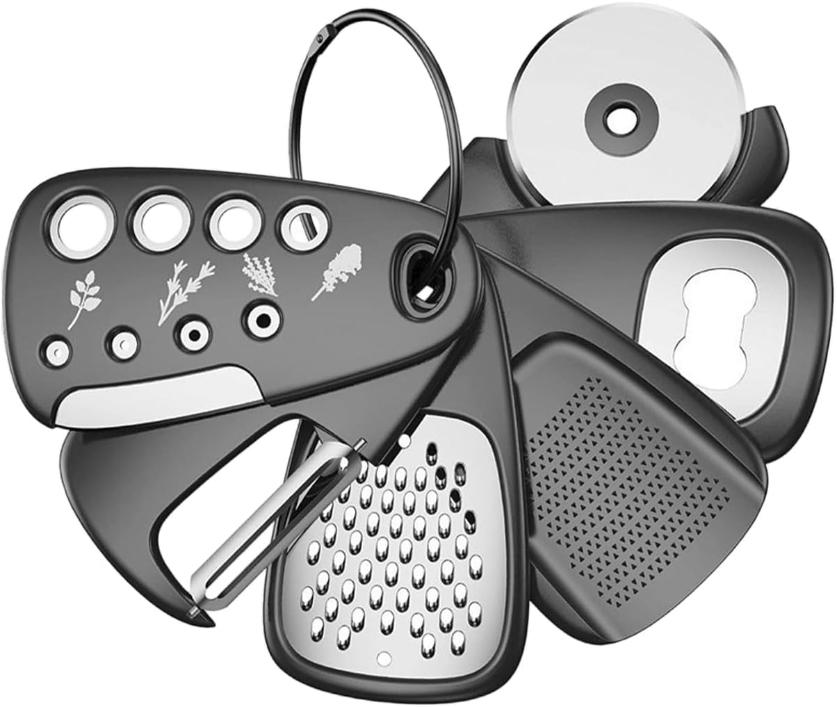 JDFHFGB 6-Piece Unique Kitchen Gadgets Set - Space Saving Stackable Cooking Tools with Grater Peeler Pizza Cutter, Essential for Home Cooks, Chefs, Men, Dad and Camping RV image number 2