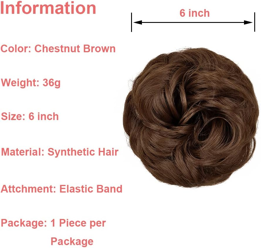KETHBE 1.Elegant Design:This Messy Curly Bun with Some Loose Strands of Long and Wavy Hair Looks Soft and Spirited When You Wear It. image number 1