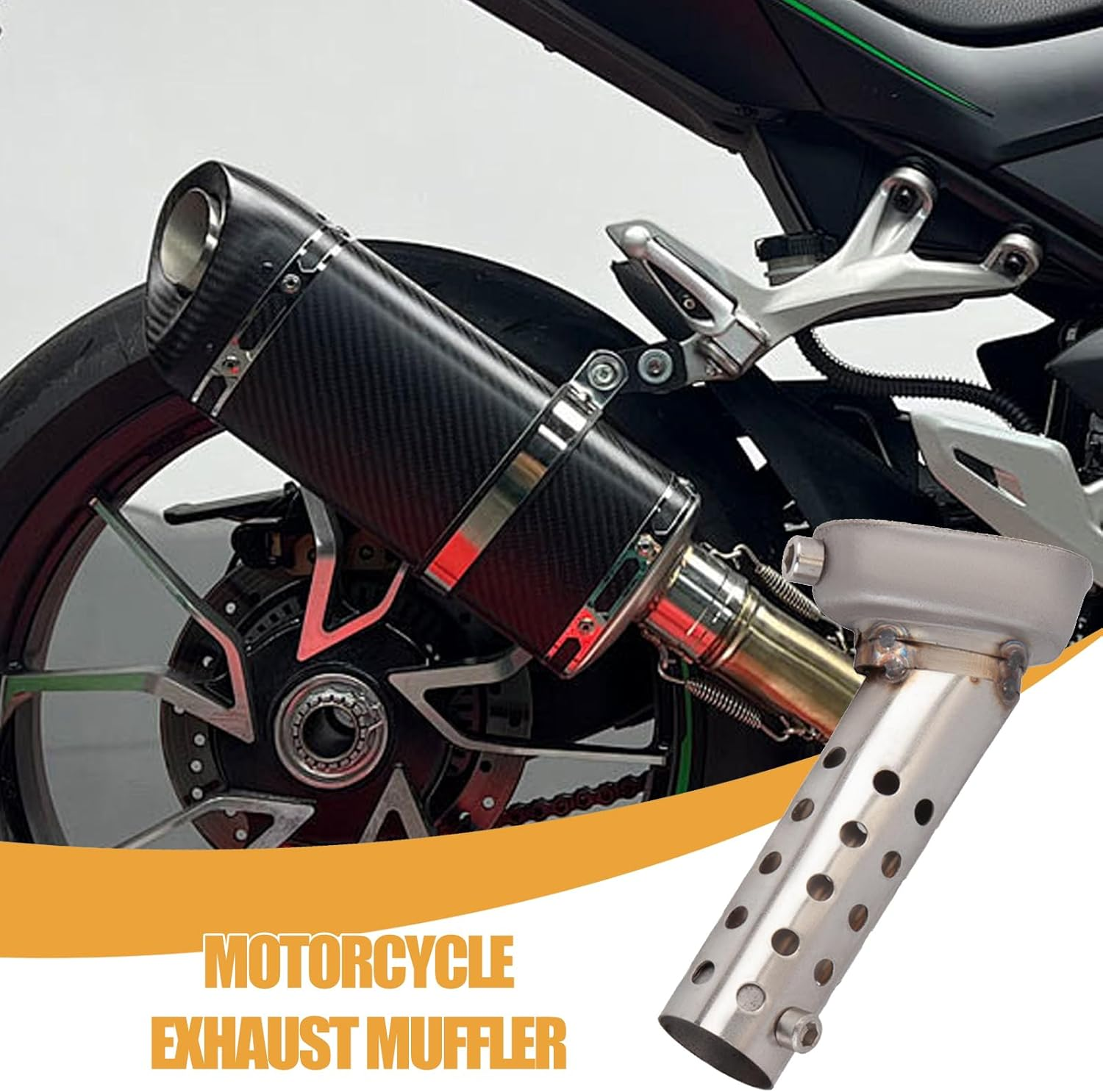 Hexagon Exhaust Muffler - Noise Reduction Motorcycle Muffler Exhaust Muffler,Powersports Silencers & Mufflers Muffler Silencer Pipe for Motorcycle Enthusiasts image number 2