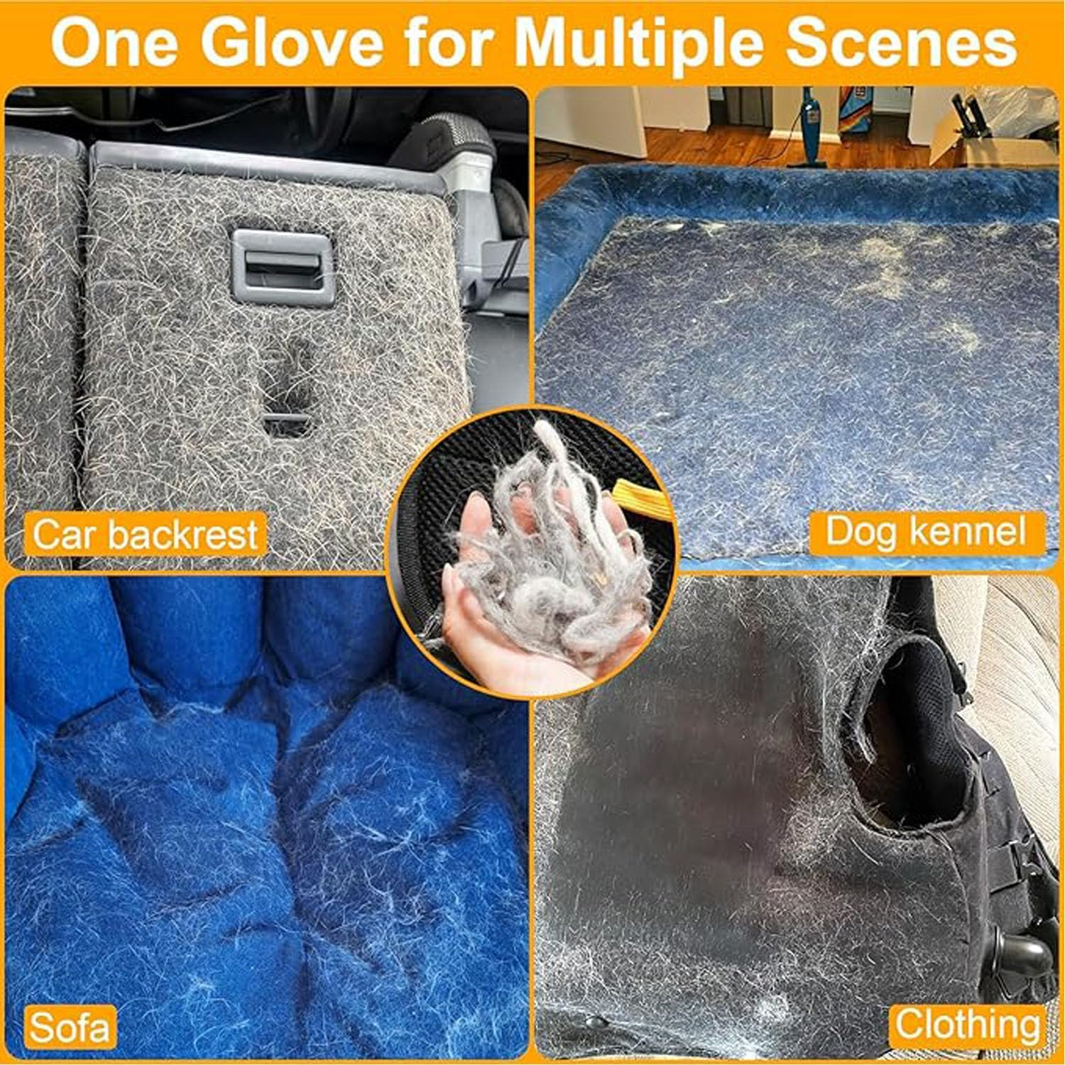 Shengsenfu Double-Sided Pet Grooming Gloves - Reusable Pet Hair Remover Gloves for Dogs and Cats Hands on Pet Fur Cleaning Gloves for Bathing and Grooming Efficient Pet Static Hair Removal Gloves image number 6