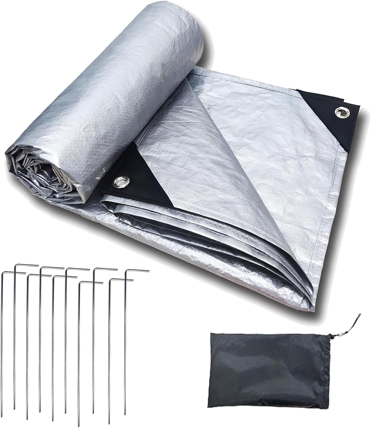 Xinghonyac PE Foldable Tarps, Tarps Heavy Duty Waterproo with Storage Bag and Ground Pegs, Waterproof Rug, Outdoor Sunshade & Rainproof Cover for Gardens, Camping, Rvs(300 X 400Cm) image number 5