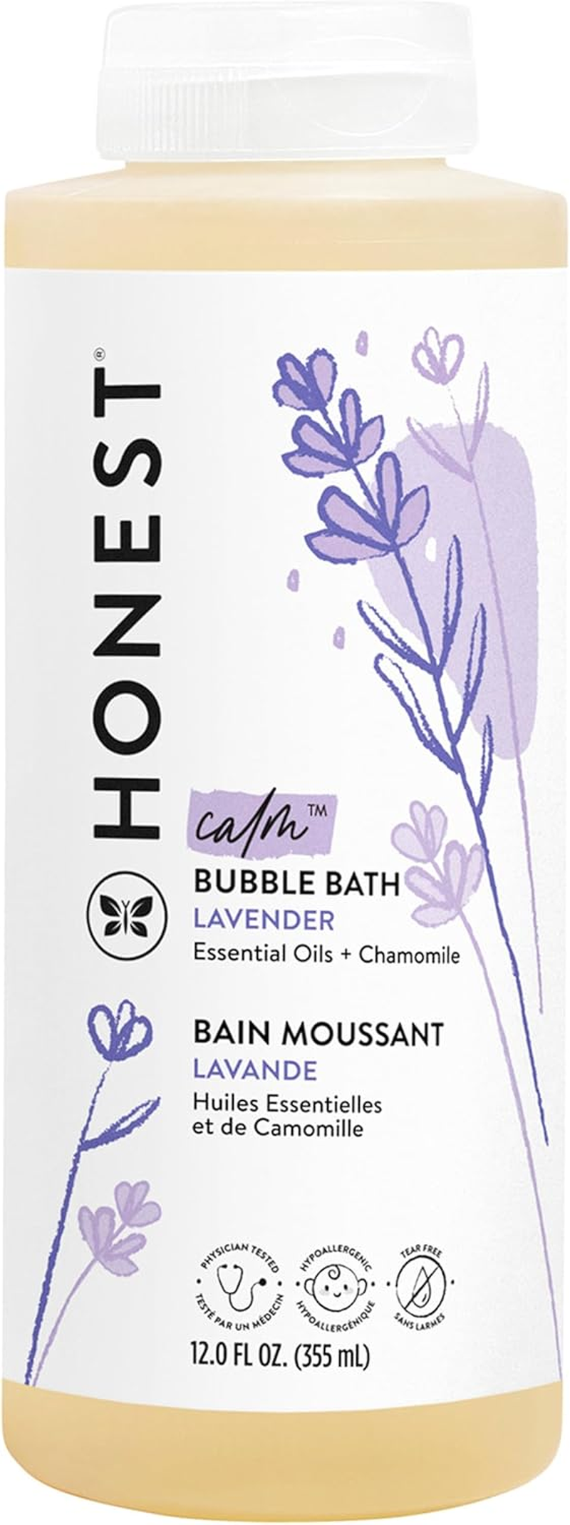 Honest the Company Truly Calming Lavender Bubble Bath | Tear Free Kids Bubble Bath | Naturally Derived Ingredients & Essential Oils | Sulfate & Paraben Free Baby Bath | 12 Fl. Oz. image number 3