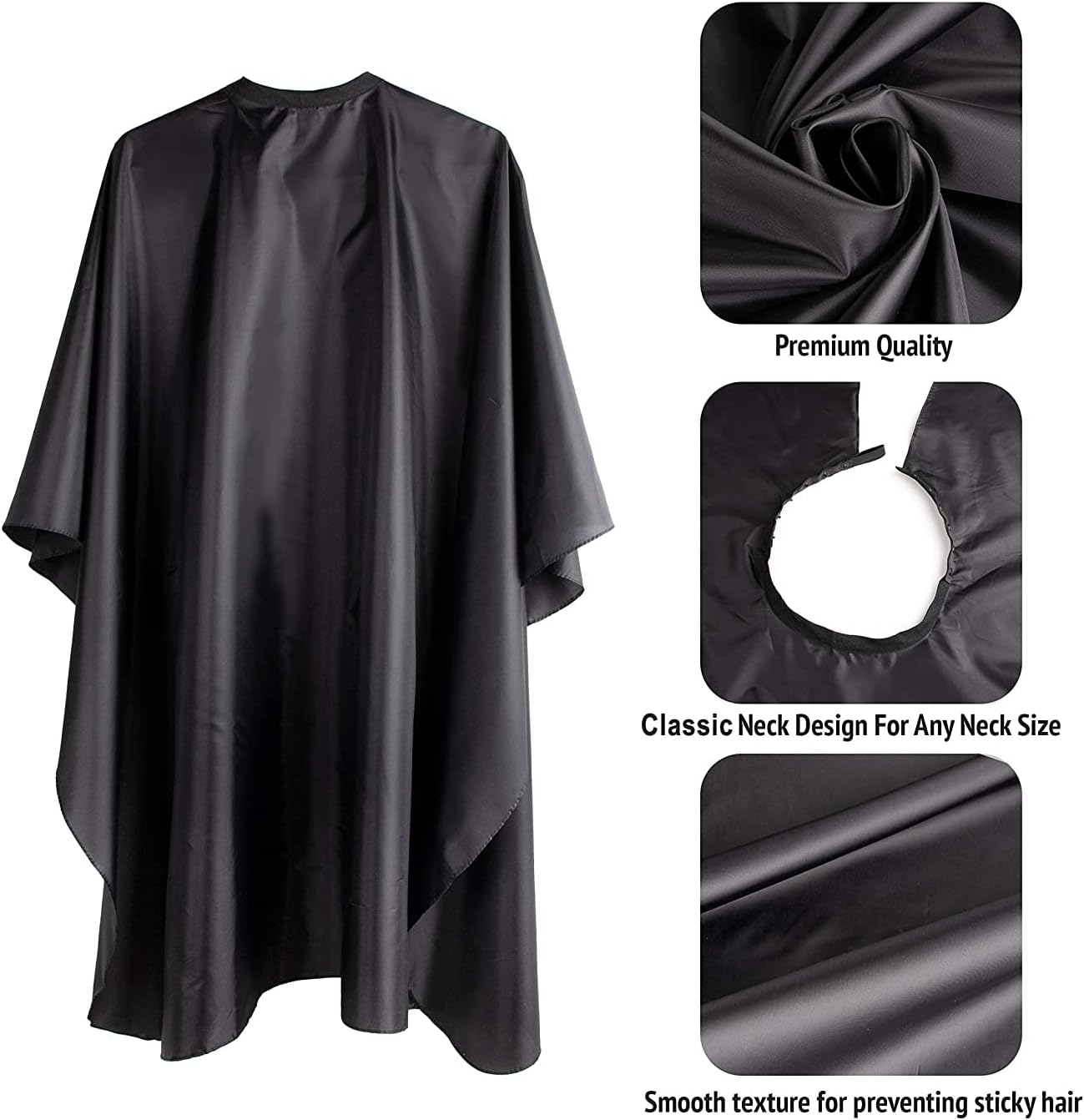 Delkinz Barber Cape with Adjustable Snap Closure Waterproof Hair Cutting Salon Cape for Unisex, Perfect for Hairstylists - Black image number 2