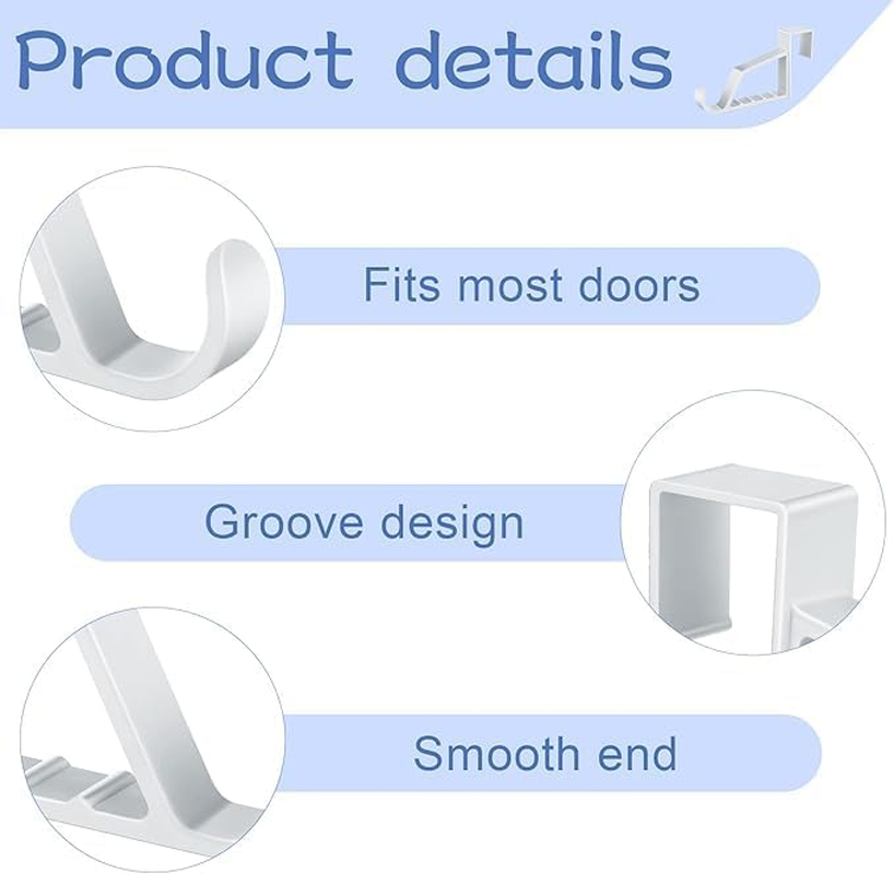 2 Pack over the Door Hooks for Hangers - Extra Strong White Plastic over Door Hook for Hanging Clothes, Towels, Robes, Hats, Bags and More (2, &lrm;White)