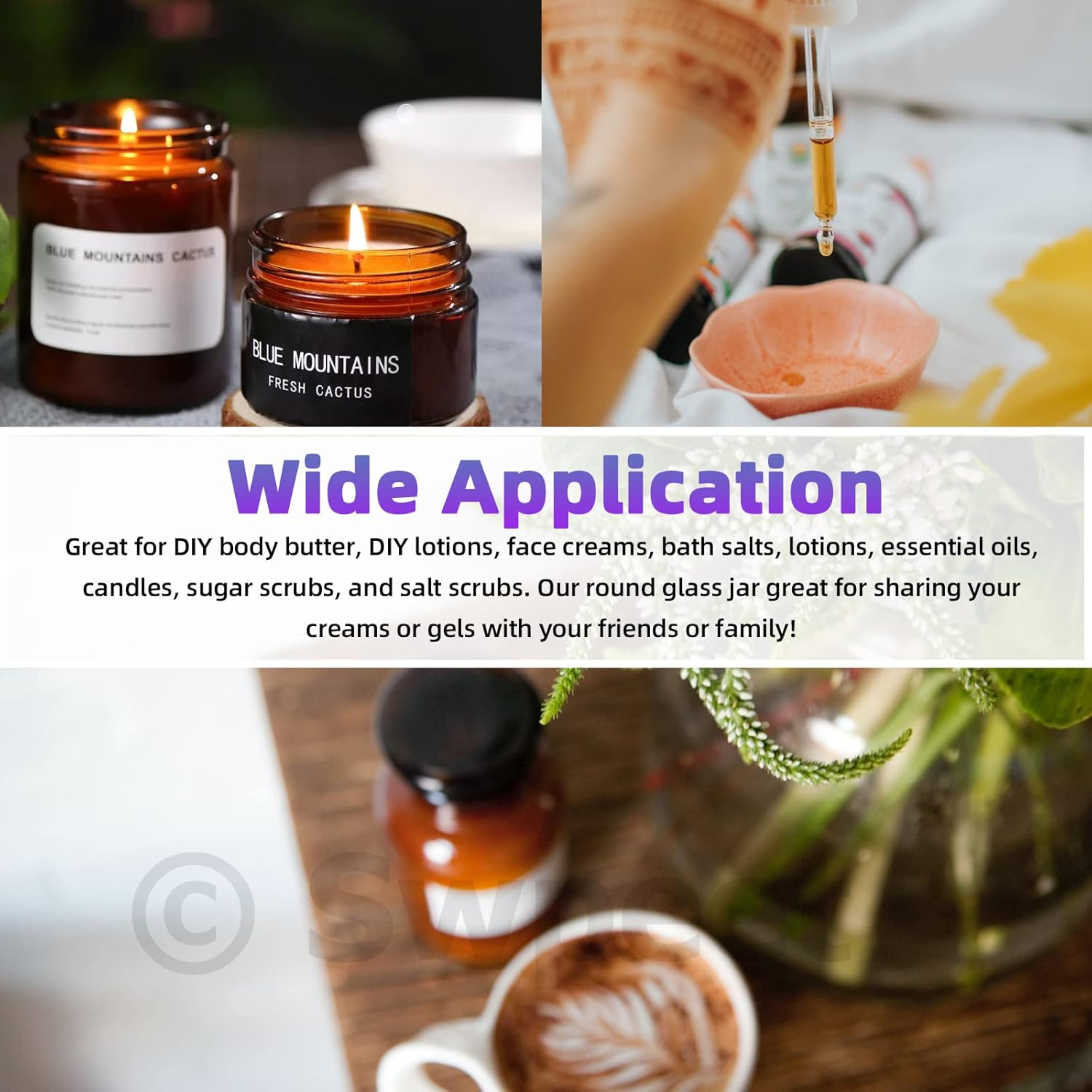 Swpeet 40 Packs 0.18Oz 0.35Oz 0.7Oz Amber Glass Jar with Lid and Plastic Spoon Assortment Kit, round Containers Cosmetic Glass Jars with Inner Liners and Lids Travel Jars Cosmetic Containers image number 6