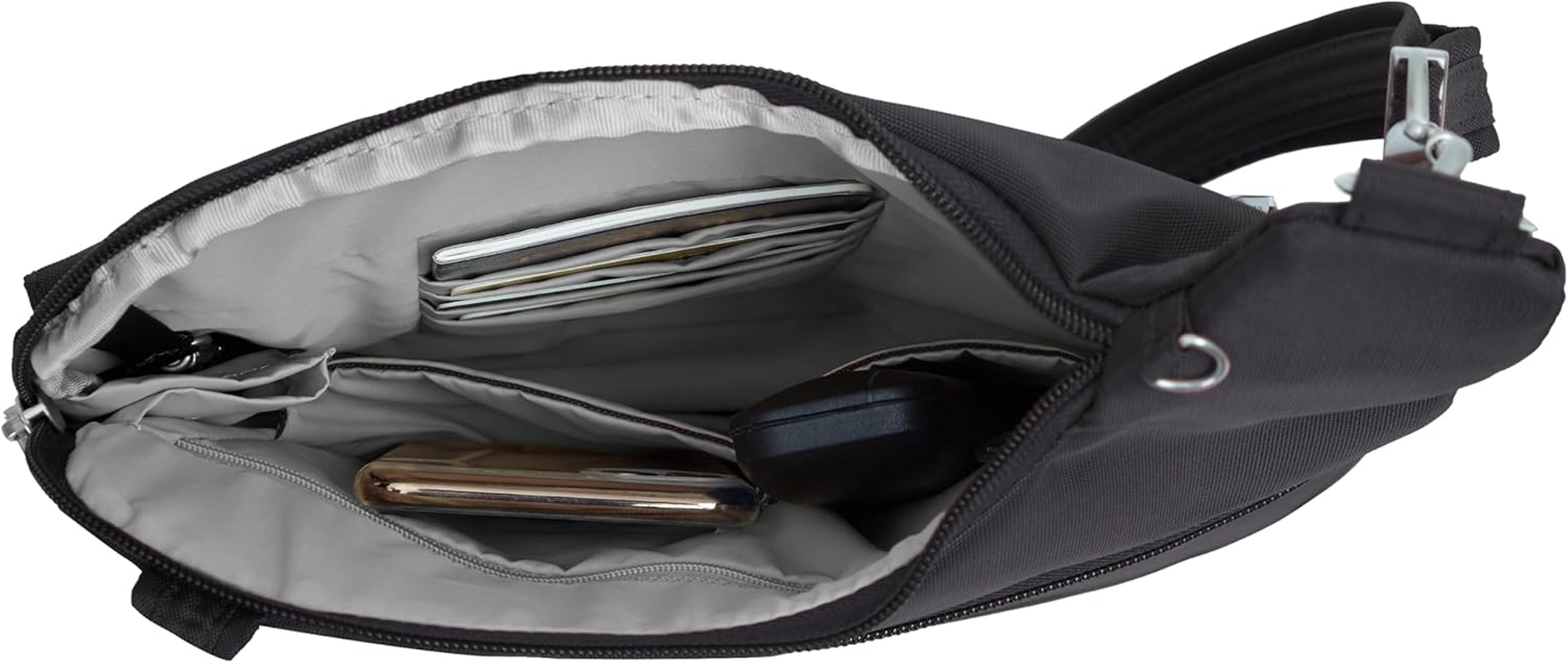 Travelon Anti-Theft Cross-Body Bag, Two Pocket, Black, One Size, Functional image number 5