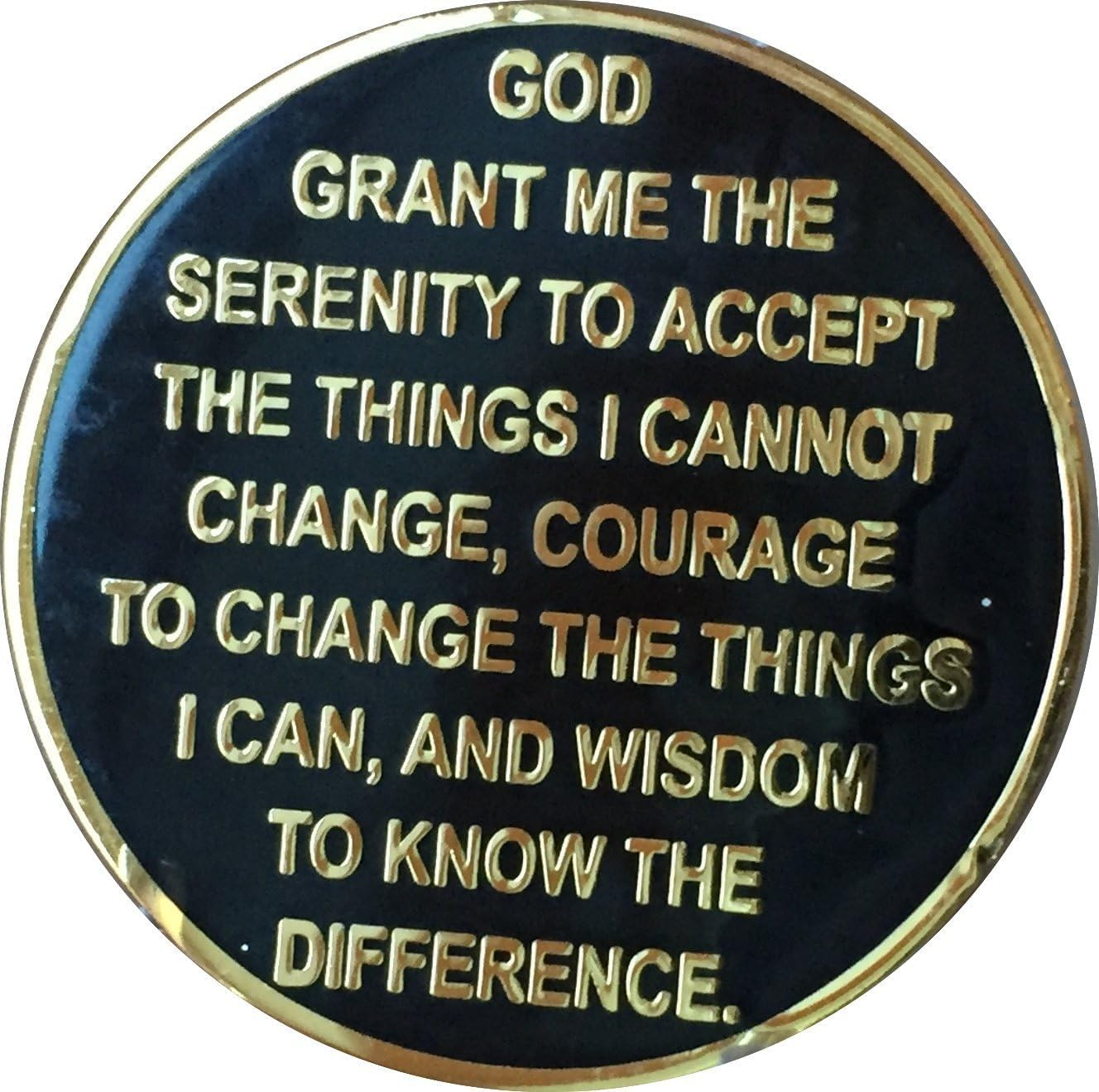 3 Year AA Medallion Glossy Elegant Black Gold Silver Bi-Plate Sobriety Chip image number 3